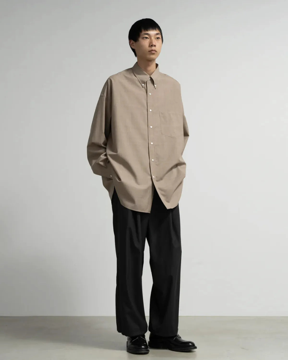 Graphpaper / Fine Wool Heather Oversized L/S B.D. Shirt (GM261-50318)