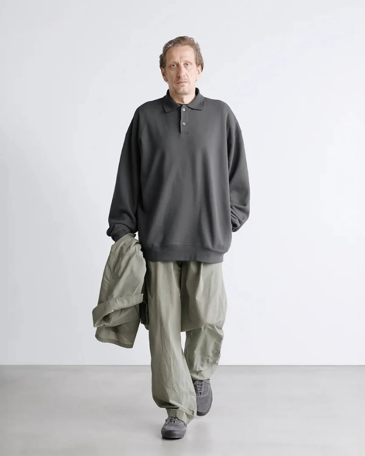 Graphpaper / Cotton Wool Poplin Oversized Slacks (GM261-40308)