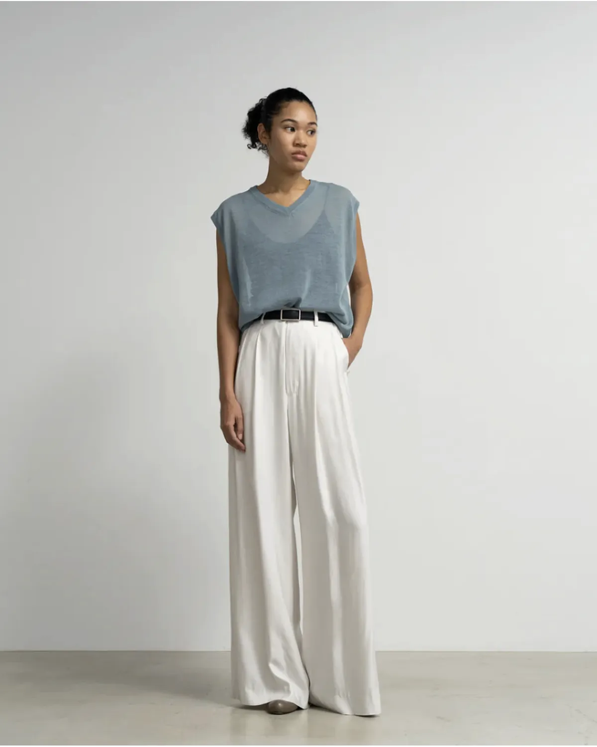 Graphpaper / Coiled Wool Nylon V Neck Knit Vest (GL261-80431)