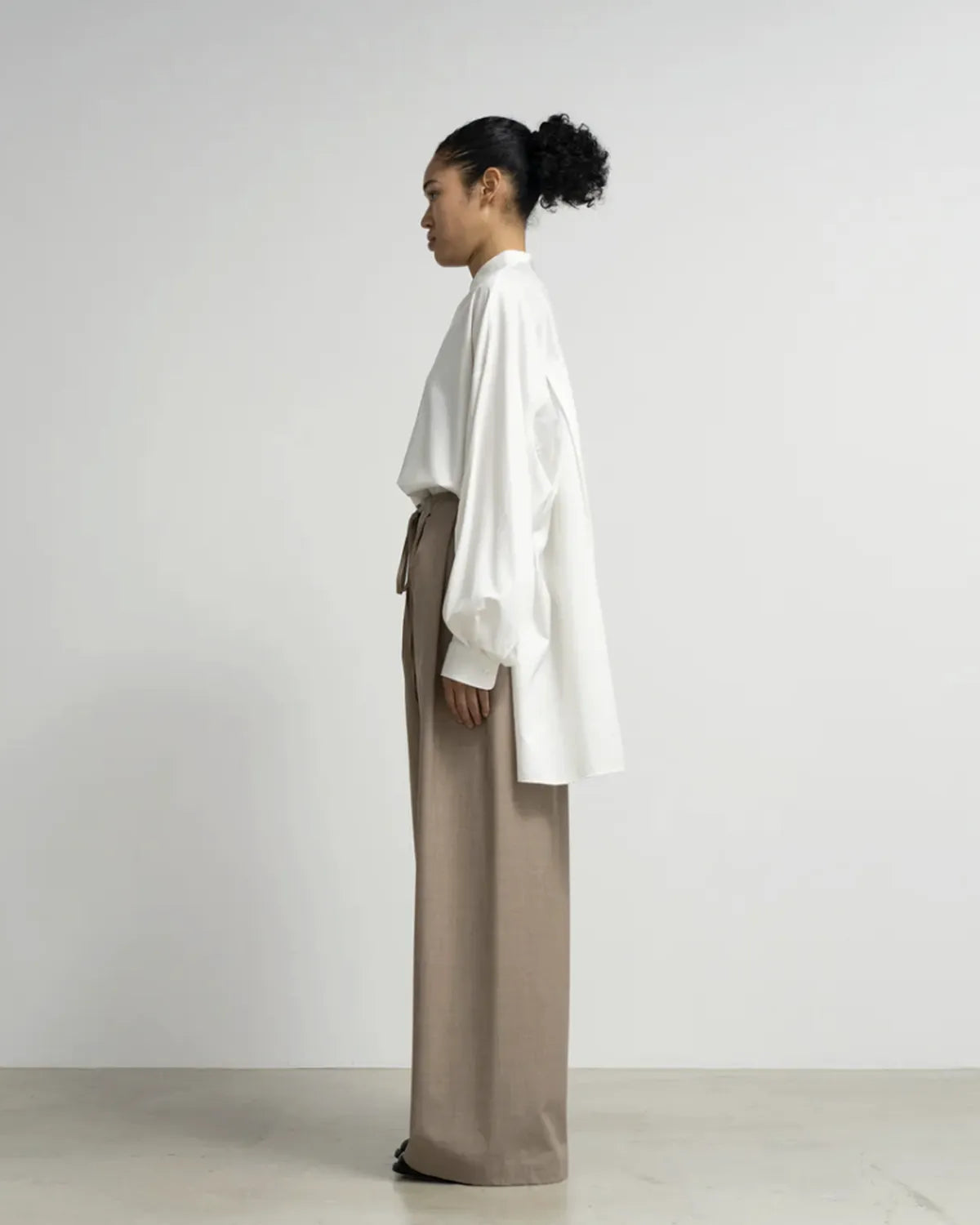 Graphpaper / Silicon Poplin Deep Slit Band Collar Shirt (GL261-50184)