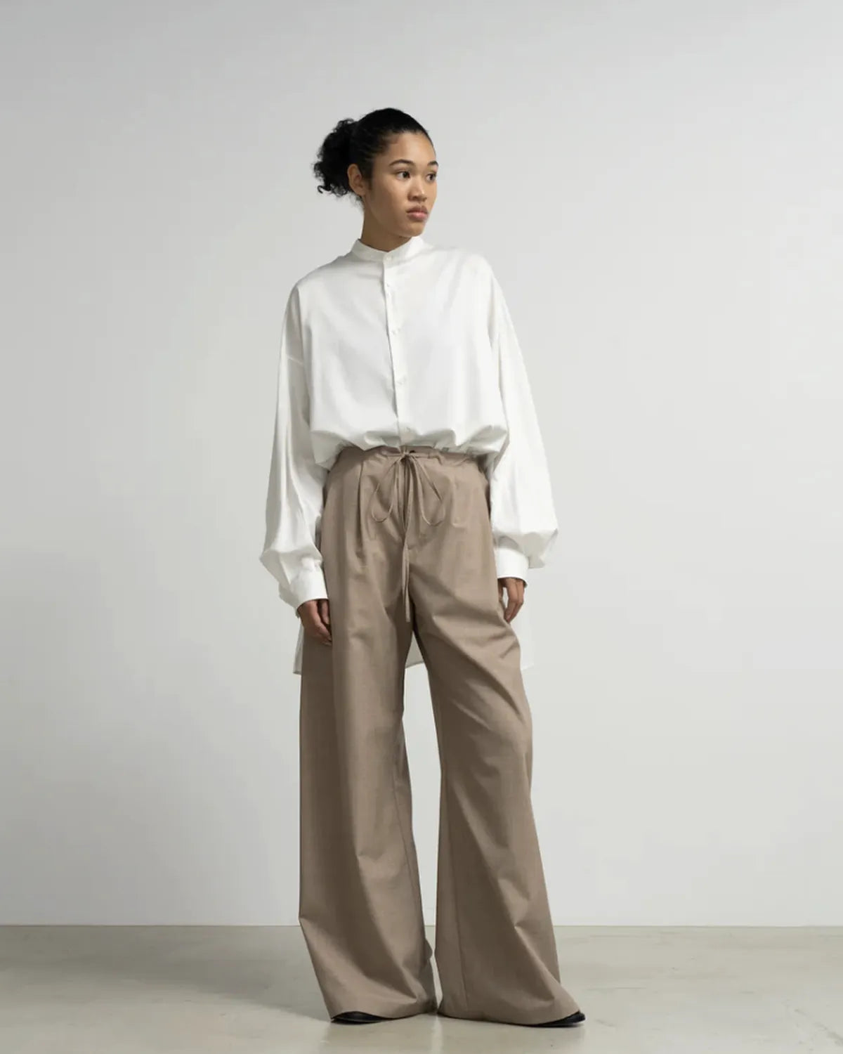 Graphpaper / Silicon Poplin Deep Slit Band Collar Shirt (GL261-50184)