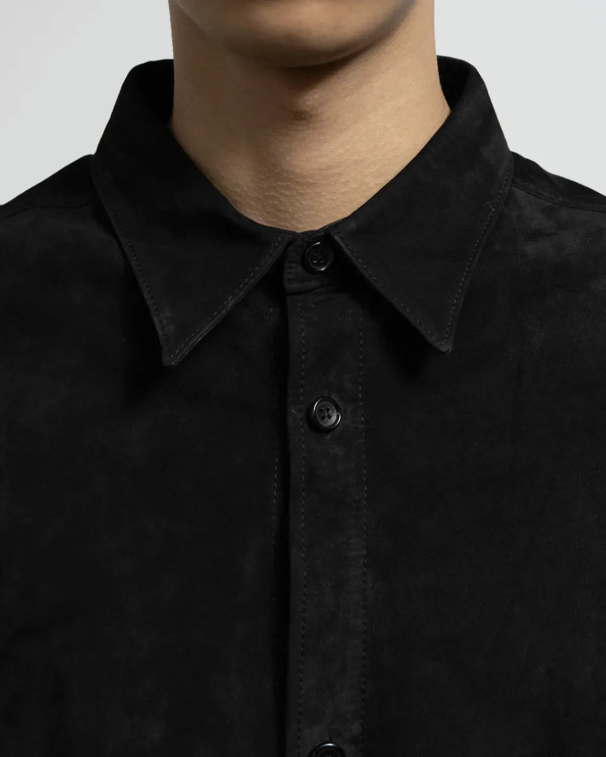 Graphpaper / Cow Nubuck Leather L/S Oversized Regular Collar Shirt (GU261-50406)