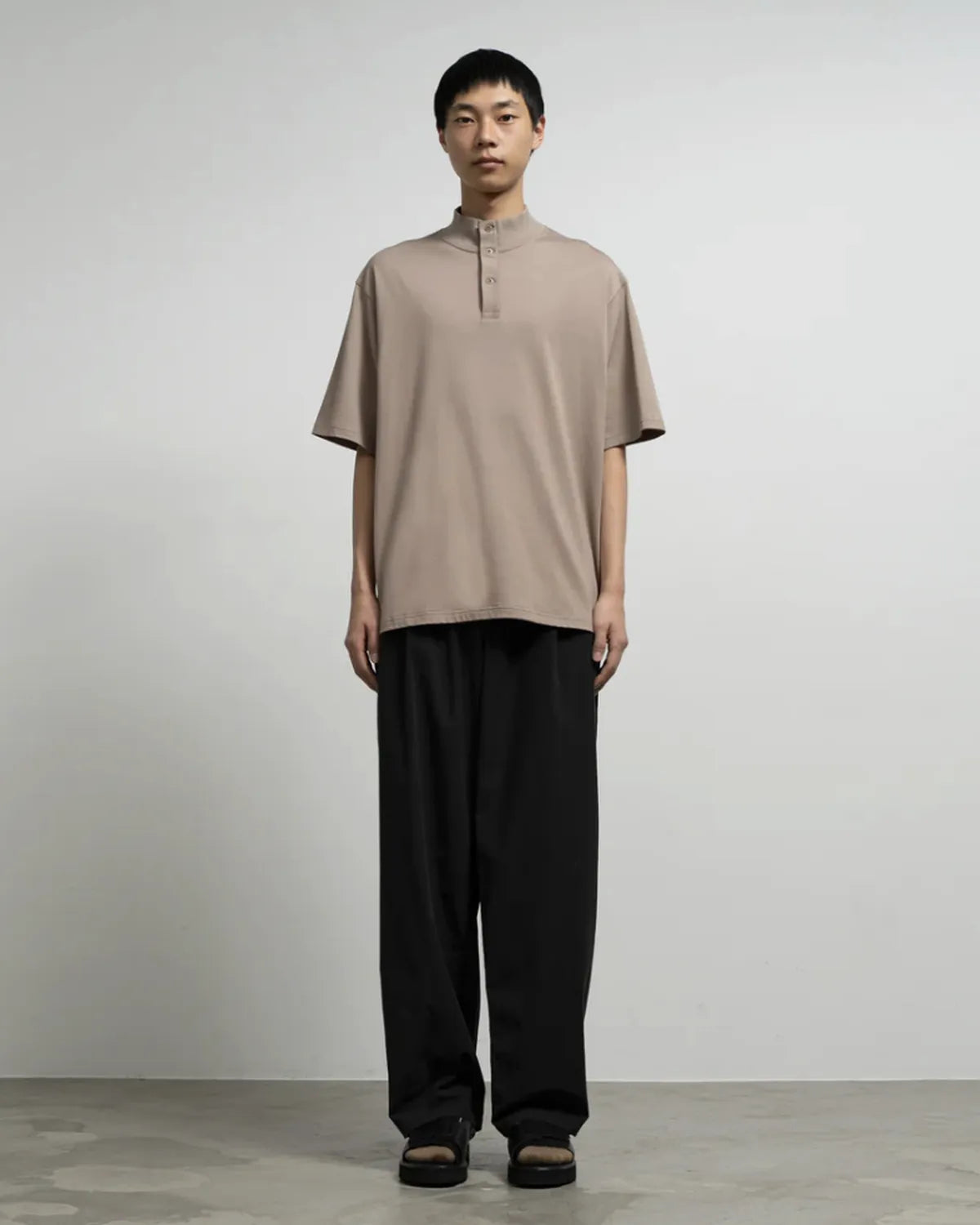 Graphpaper / Tri Spun Cotton S/S Henley High Neck Tee (GM261-70350)