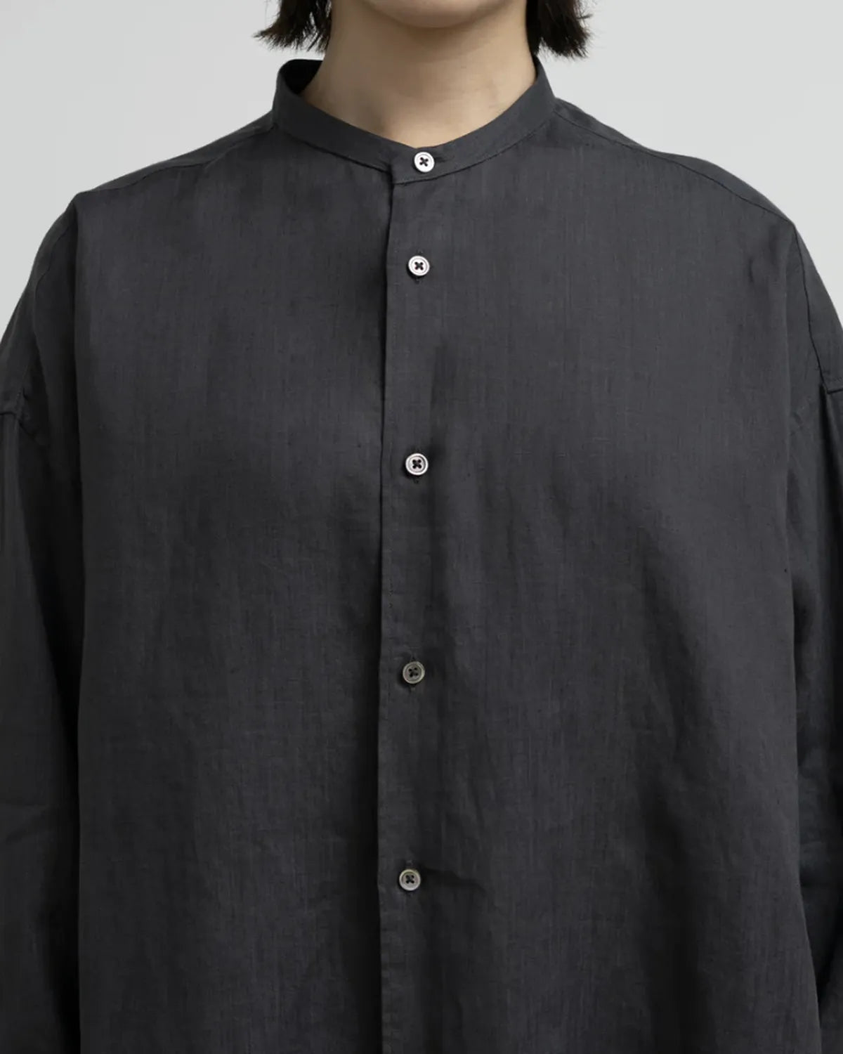 Graphpaper / Linen L/S Oversized Band Collar Shirt (GM262-50040B)
