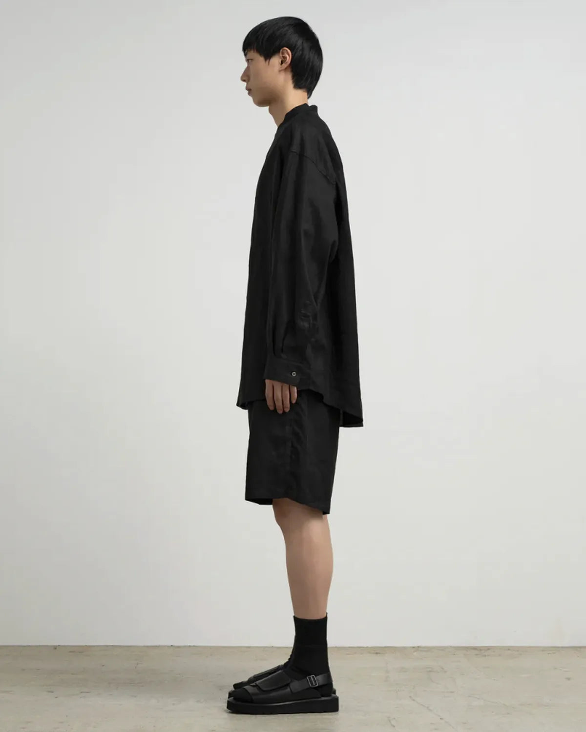 Graphpaper / Linen L/S Oversized Band Collar Shirt (GM262-50040B)