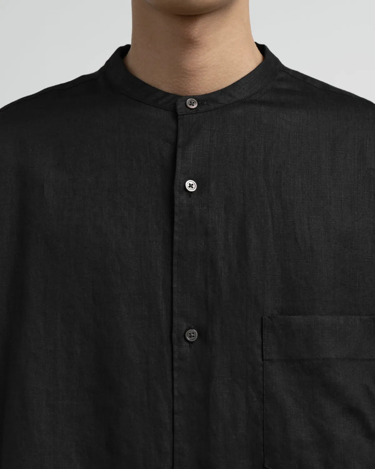 Graphpaper / Linen L/S Oversized Band Collar Shirt (GM262-50040B)