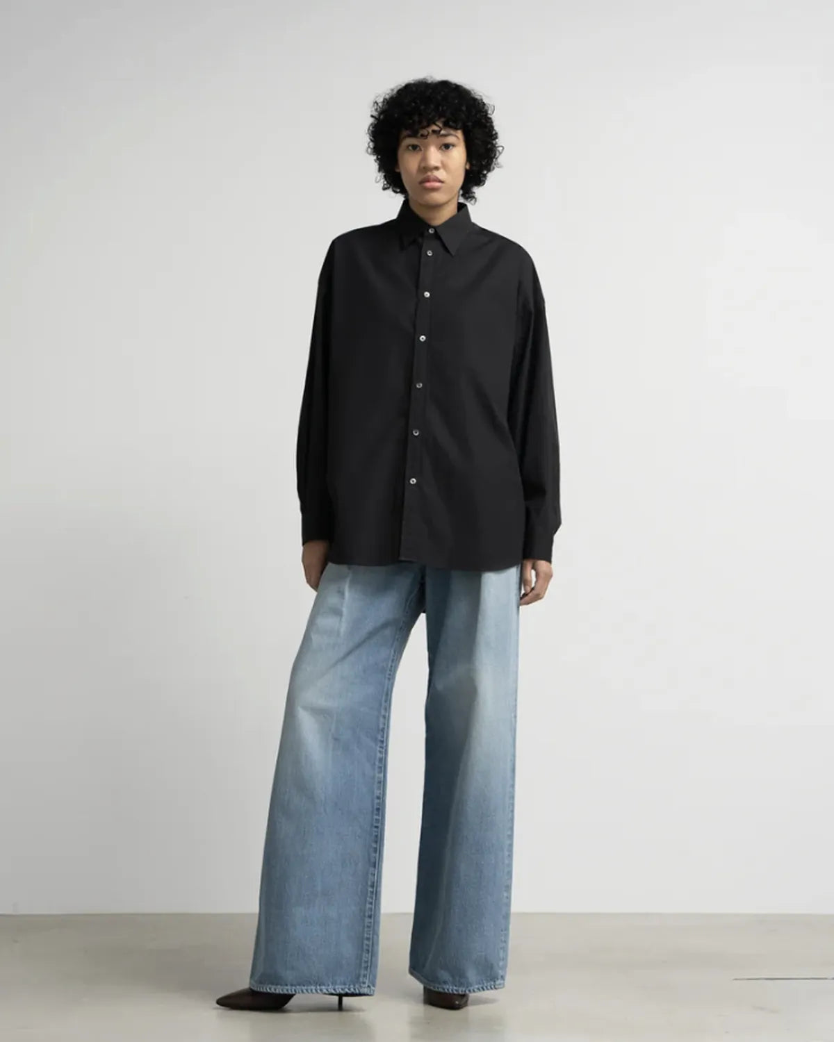 Graphpaper / High Count Broad L/S Oversized regular Collar Shirt (GL263-50033B)