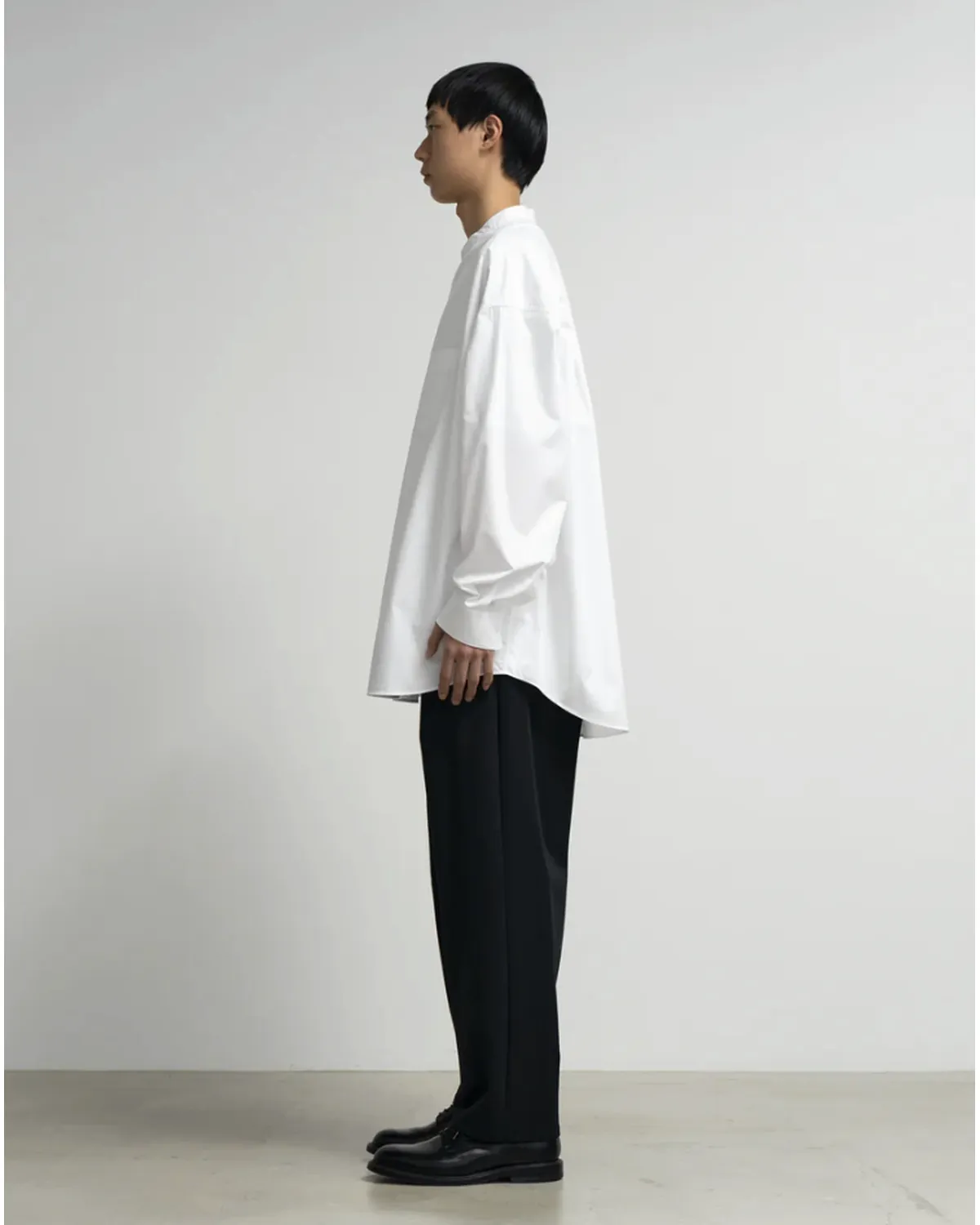 Graphpaper / High Count Band Collar Round Cut Oversized Shirt (GM263-50031B)