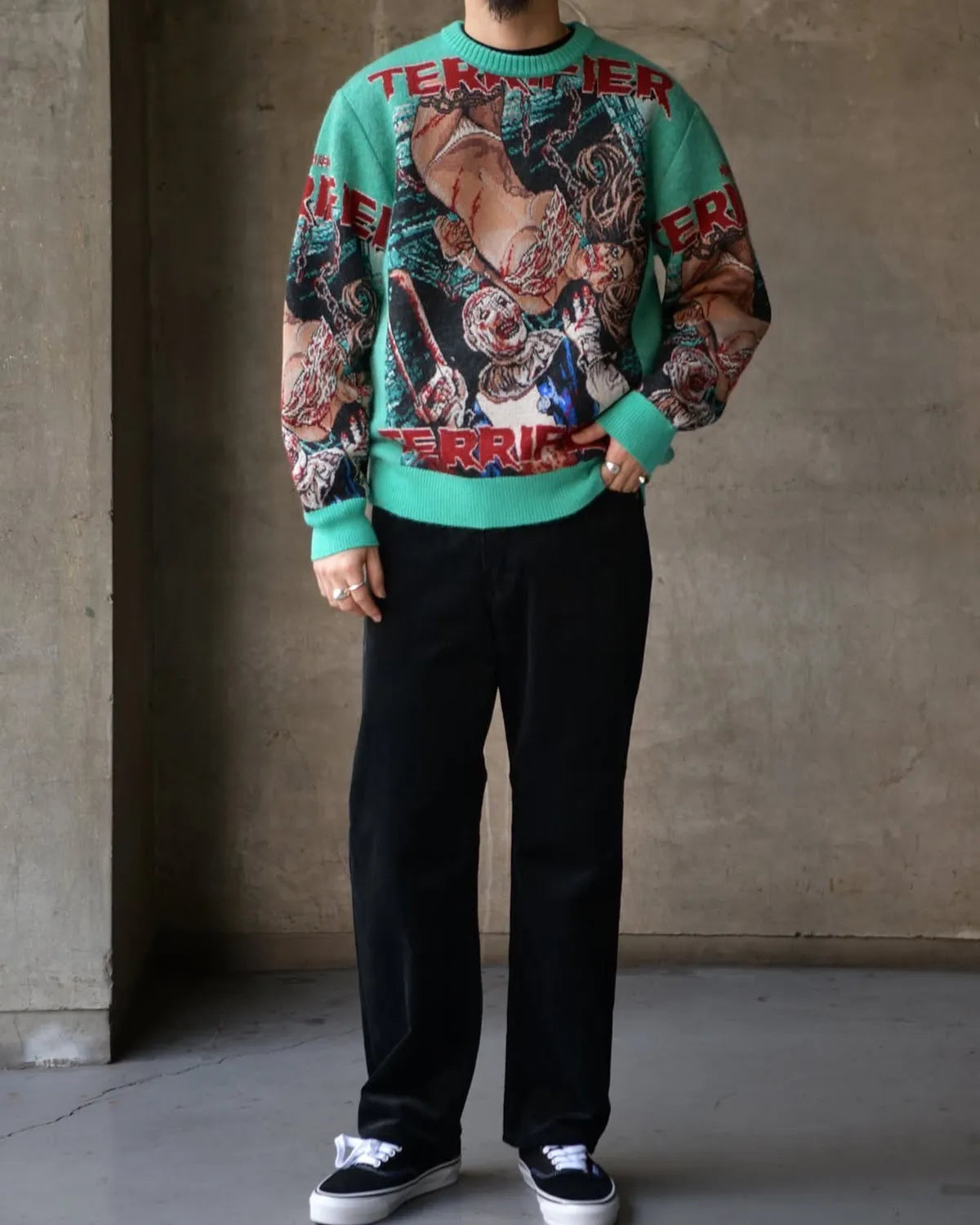 WACKO MARIA × TERRIFIER / MOHAIR CREW NECK SWEATER (TERRIFIER-WM-KN01)