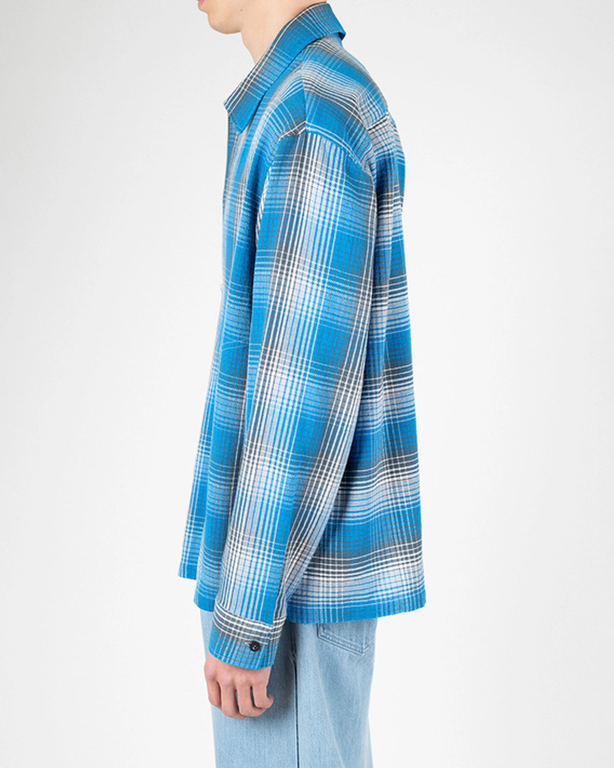 LAD MUSICIAN / COTTON FLANNEL CHECK FRONT ZIP SHIRT (2126-109)