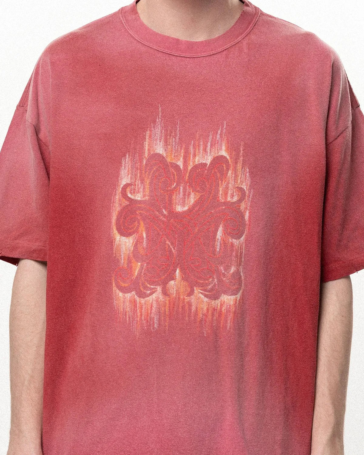 KAMIYA / "CRAYON FLAME" Distressed T-shirt (G16TS085)