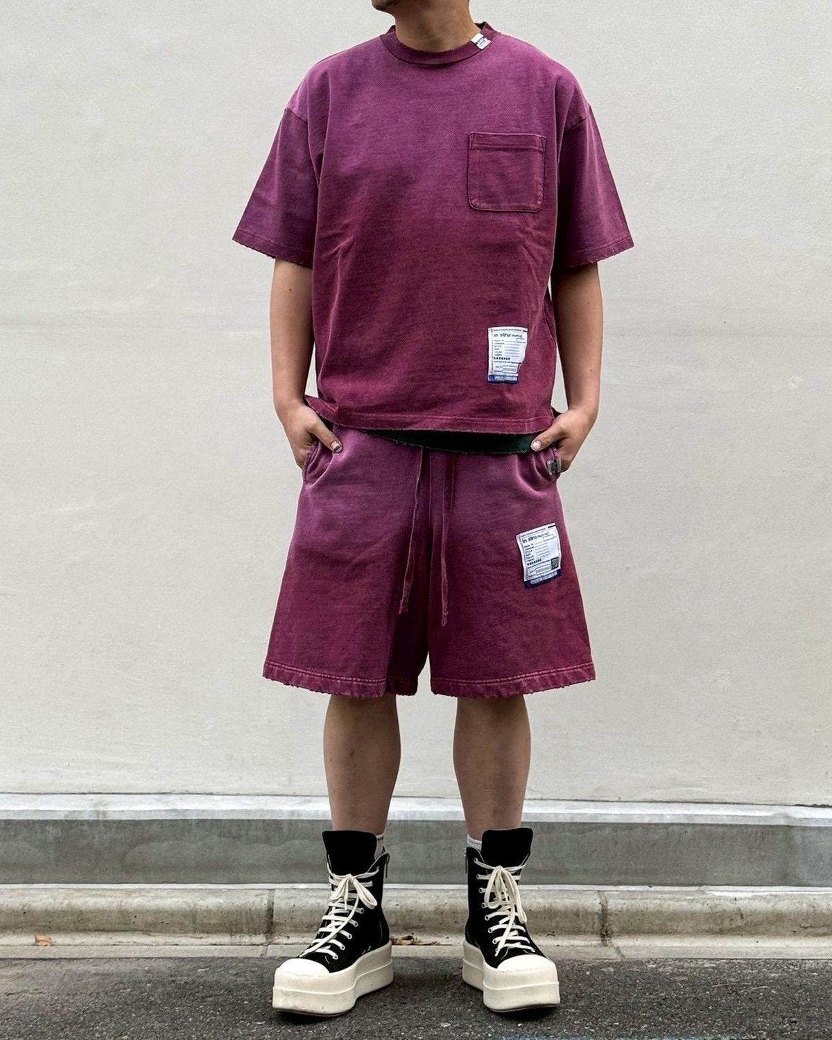 Maison MIHARA YASUHIRO in・stru(men-tal). / Sun Faded Like Distressed Sweat Shorts (I16SP563)