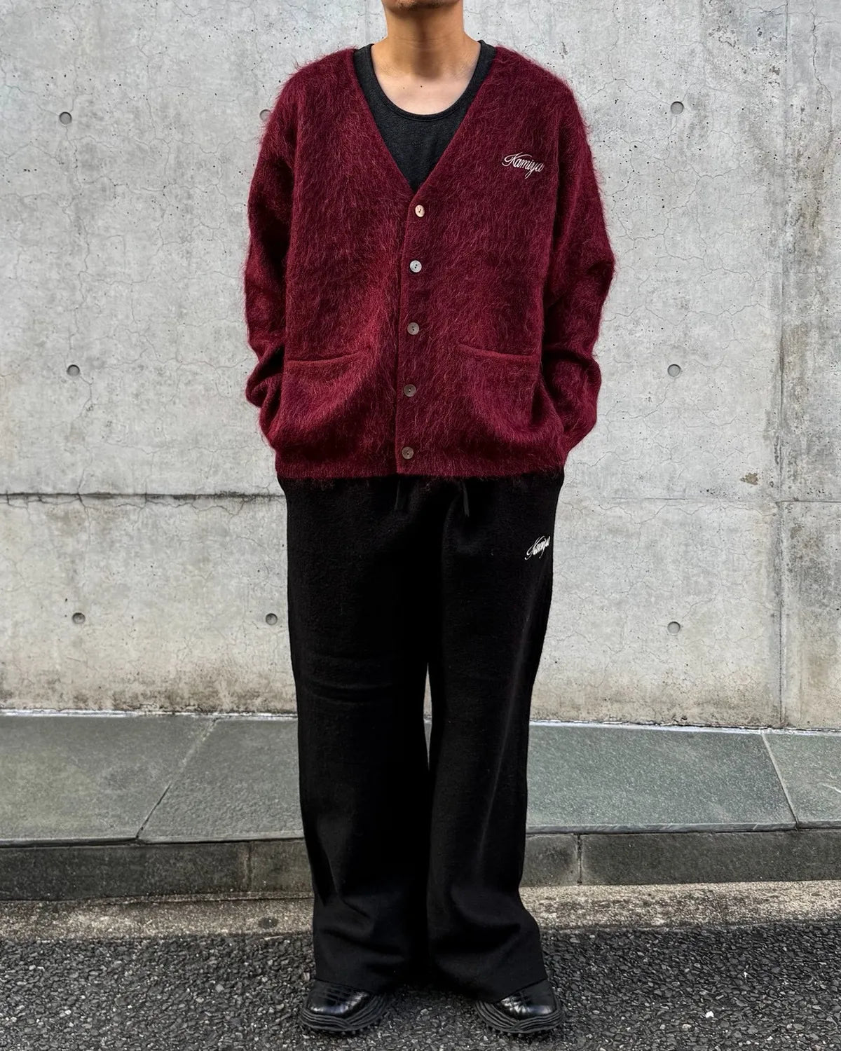 KAMIYA / Embroidered Shaggy Mohair Knit Cardigan (G17CD076)