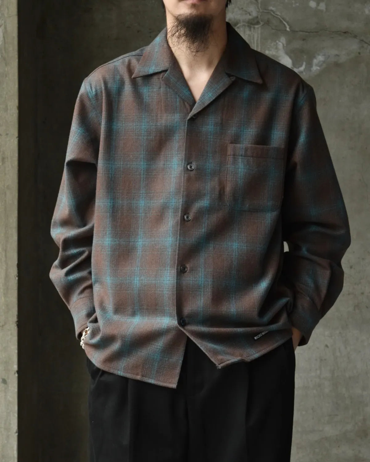WACKO MARIA × PENDLETON / WOOL OMBRE CHECK OPEN COLLAR SHIRT -TYPE-3- (25FW-WMS-PE03)