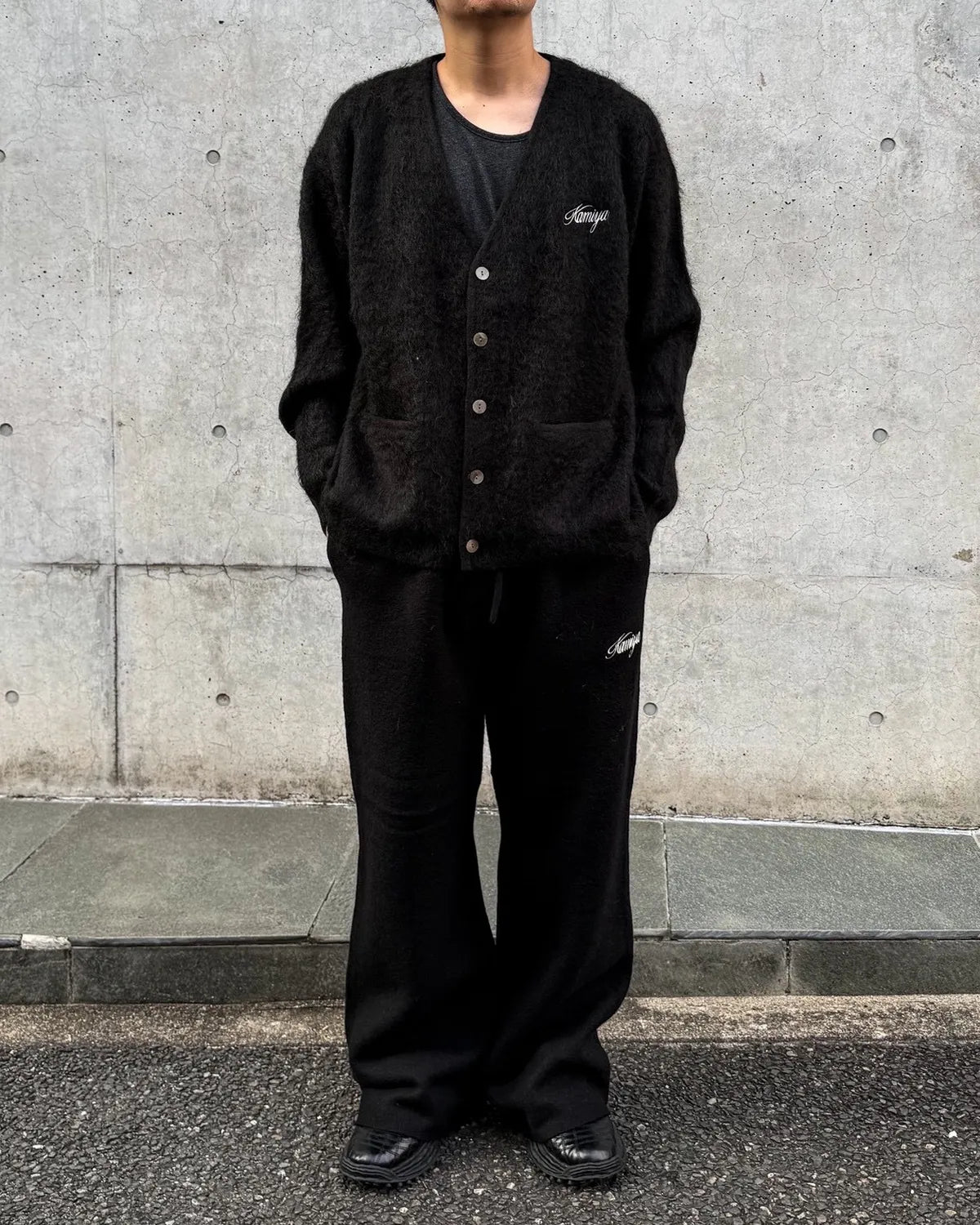 KAMIYA / Embroidered Shaggy Mohair Knit Cardigan (G17CD076)