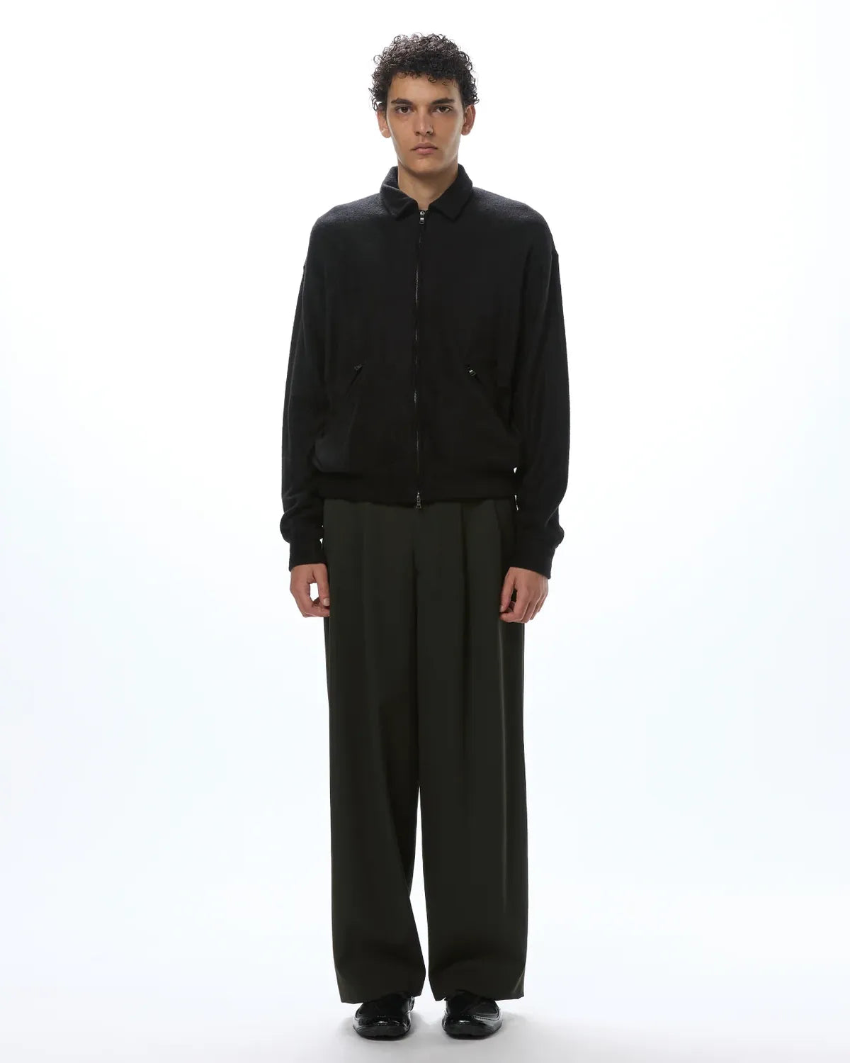 marka / Wool Gabardine Washer Tumbler / Double Pleated Wide Trousers (M26D07PT01C)