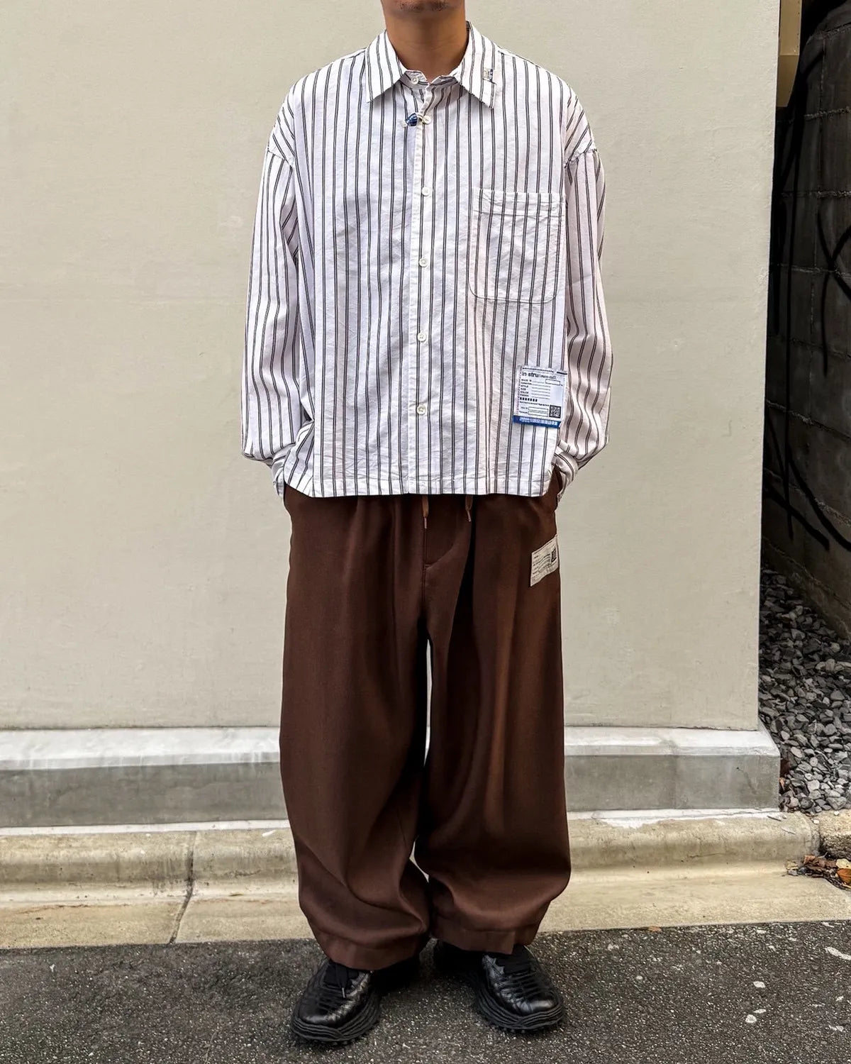 Maison MIHARA YASUHIRO in・stru(men-tal). / C/R STRIPE DRESS SHIRT (I17SH132)