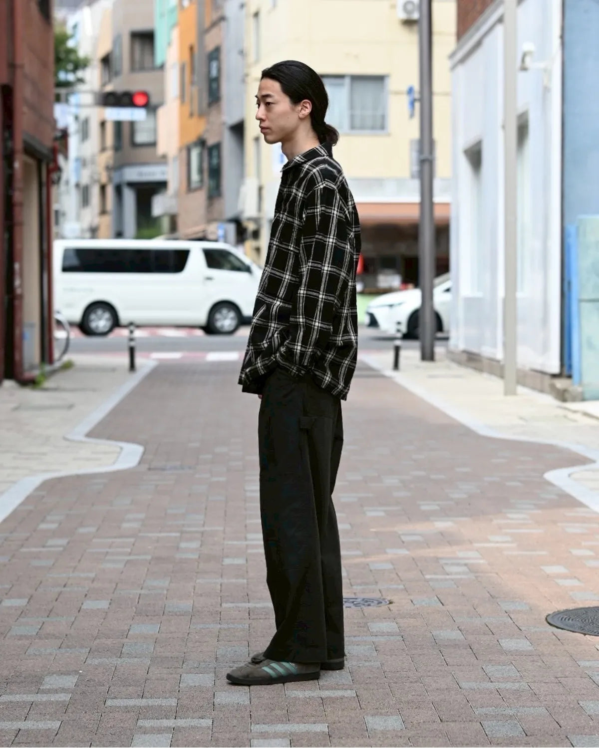 blurhms / Silk / Cottn Nep Plaid Military Shirt (BHS25F015)