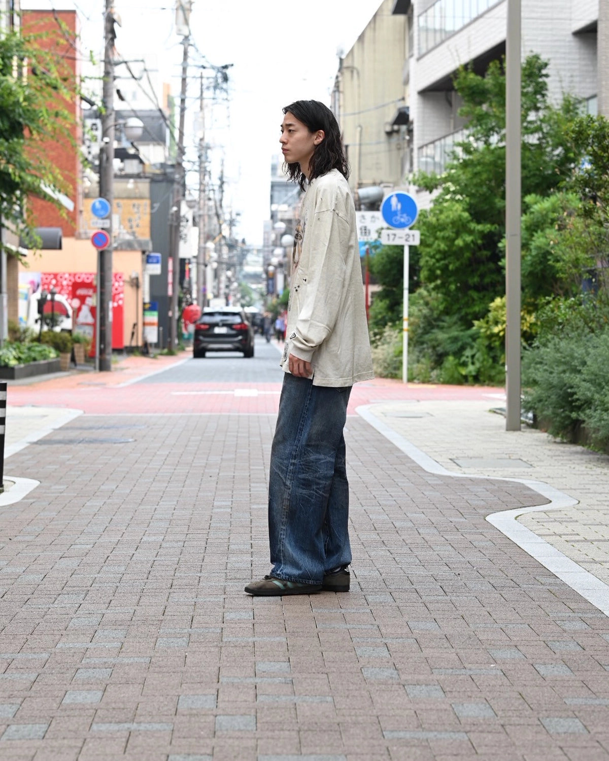 Maison MIHARA YASUHIRO / Dog Printed Embellished Distressed Long Sleeve T-shirt (J15LT751)