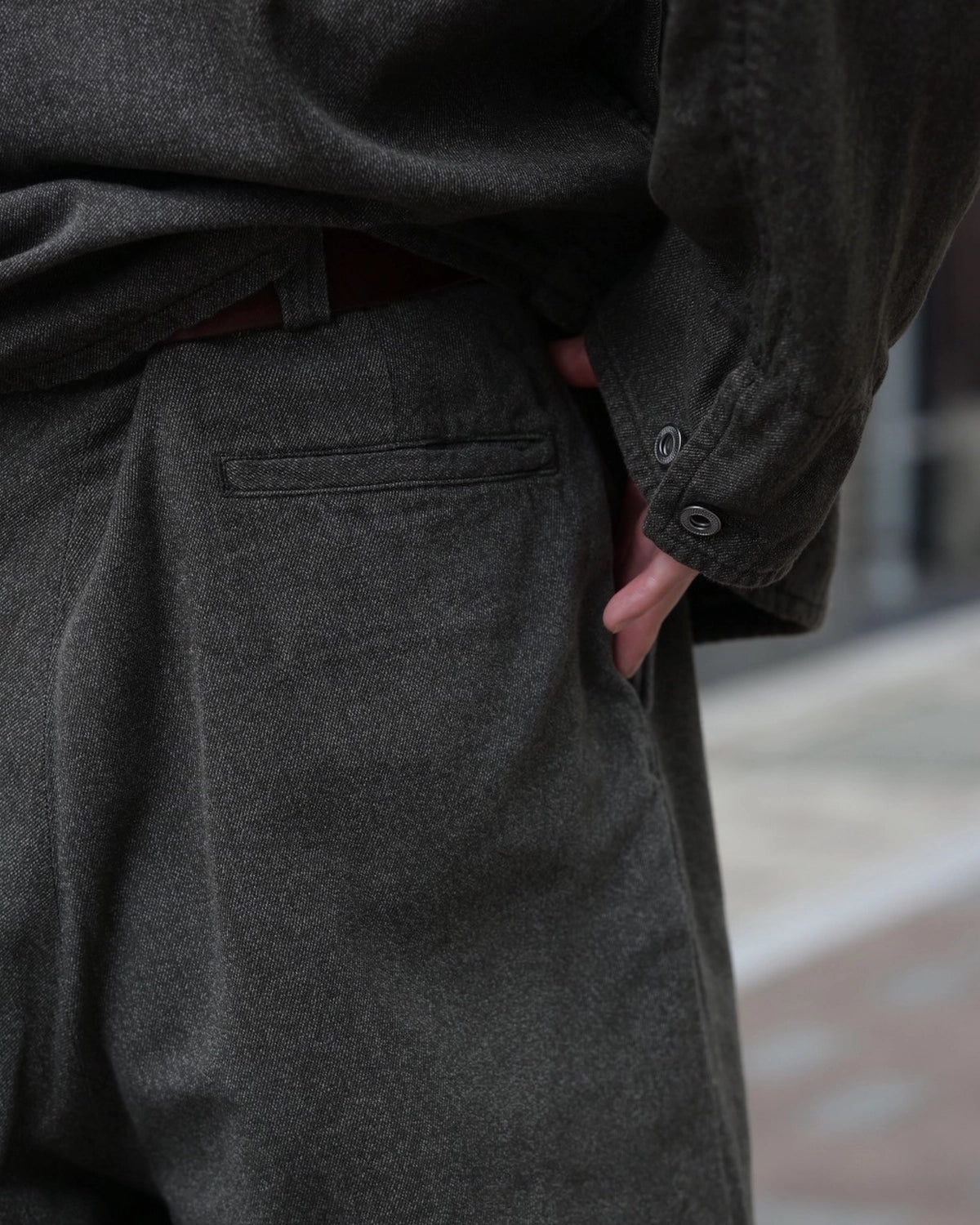 A.PRESSE / Vintage Black Chambray Work Pants (25AAP-04-22)