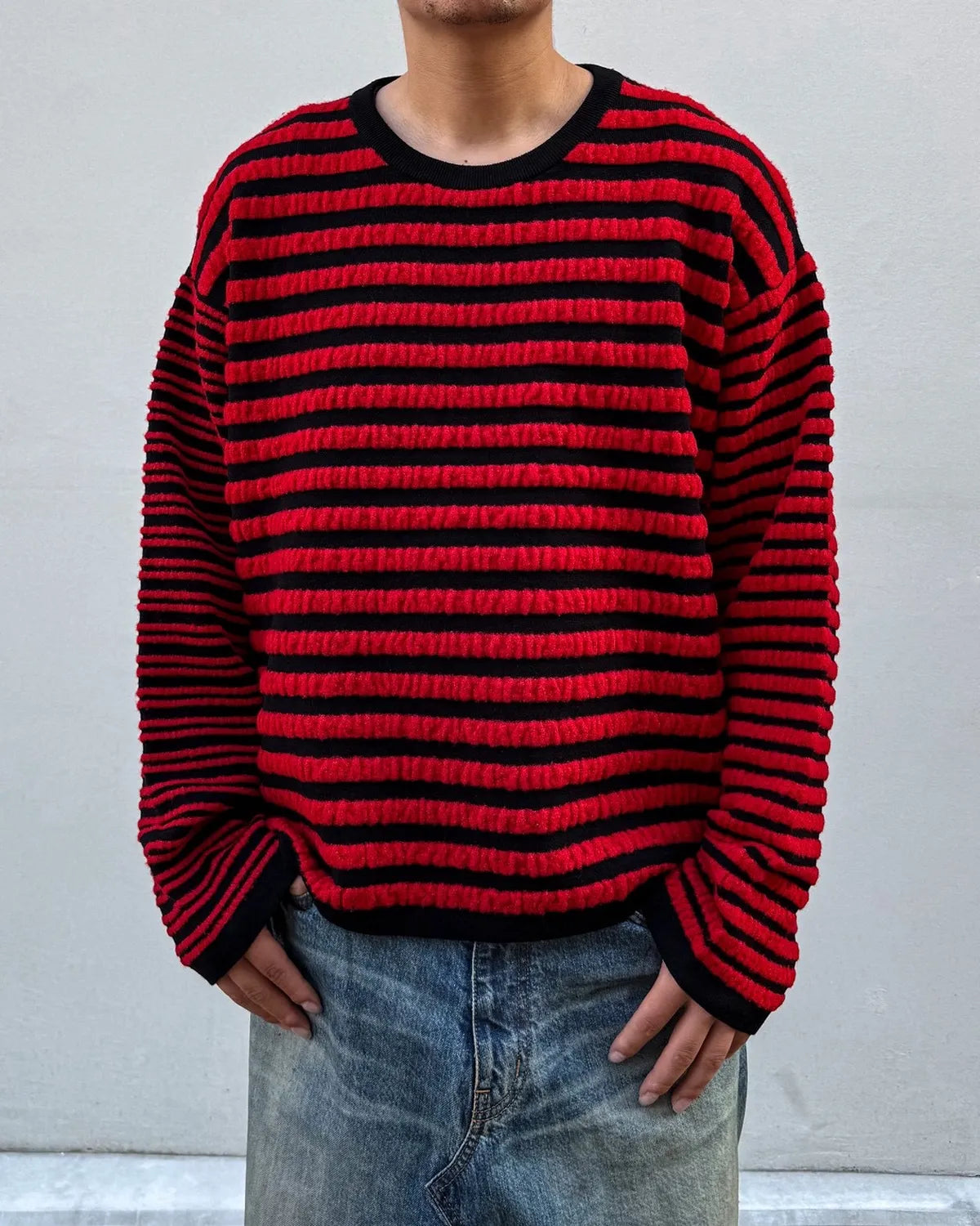 KAMIYA / Horizontal Multi Stripe Bouclé Knit (G17PO081)