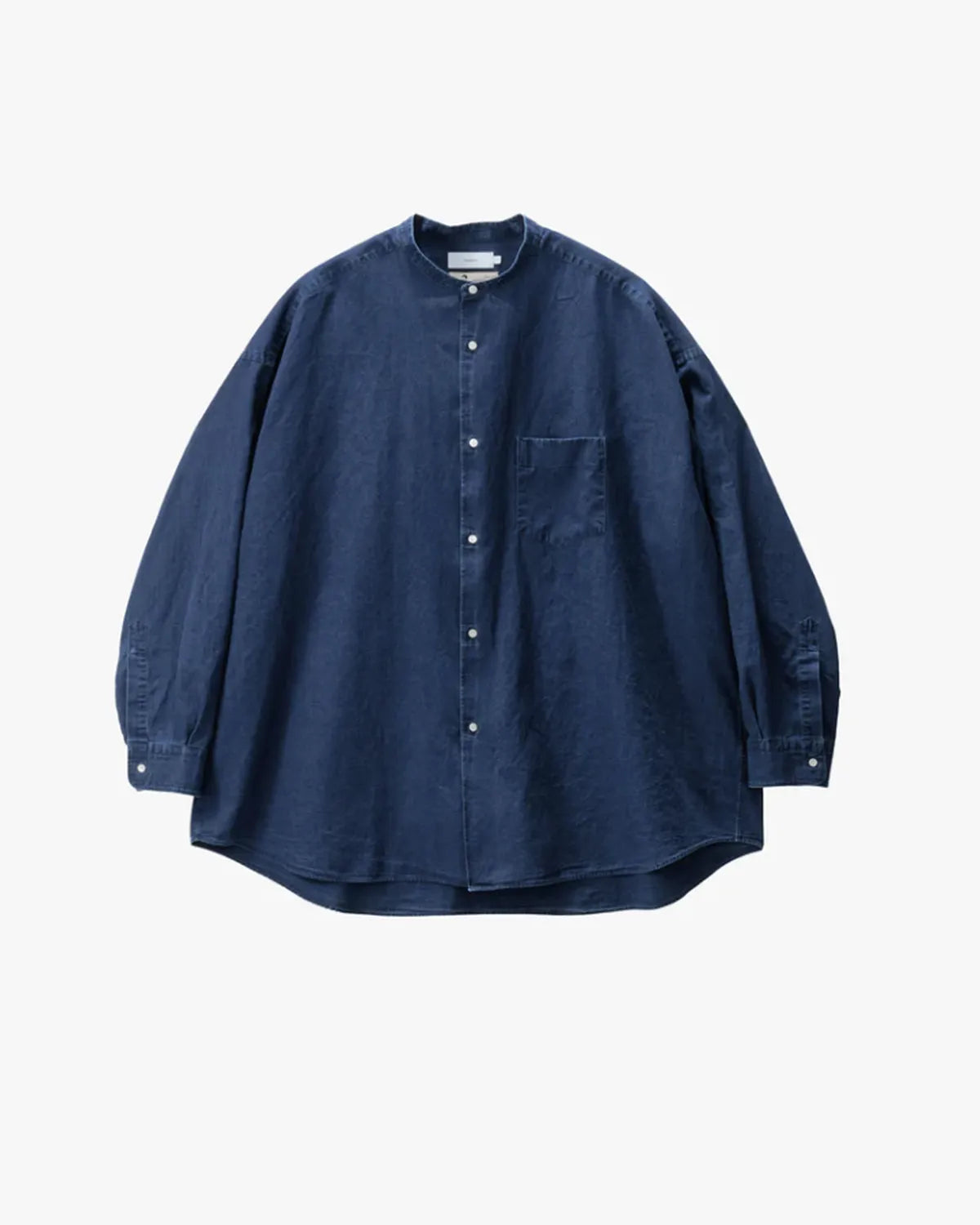 Graphpaper / SIDOGRAS indigo Poplin L/S Oversized Band Coallar Shirt (GM252-50046)