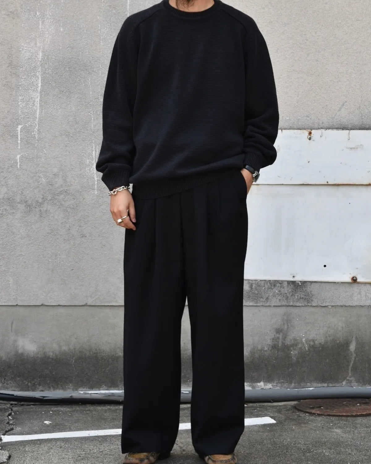 NONNATIVE / WORKER PULLOVER SWEATER COTTON YARN (NN-K4703)