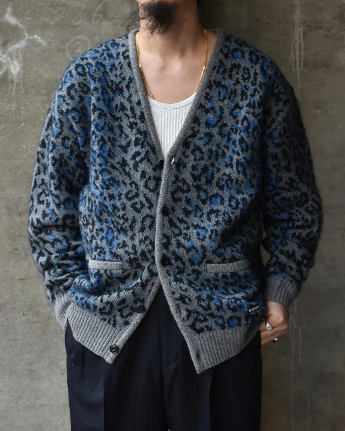 WACKO MARIA / LEOPARD MOHAIR JACQUARD KNIT CARDIGAN (25FW-WMK-KN08)
