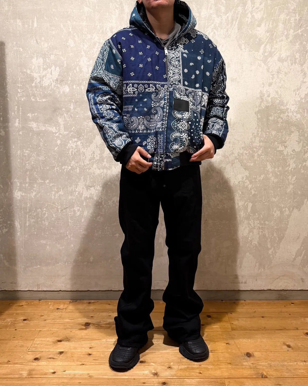 MIYAGIHIDETAKA -Rafu-  / Quilted Hoodie Jacket (MH027)