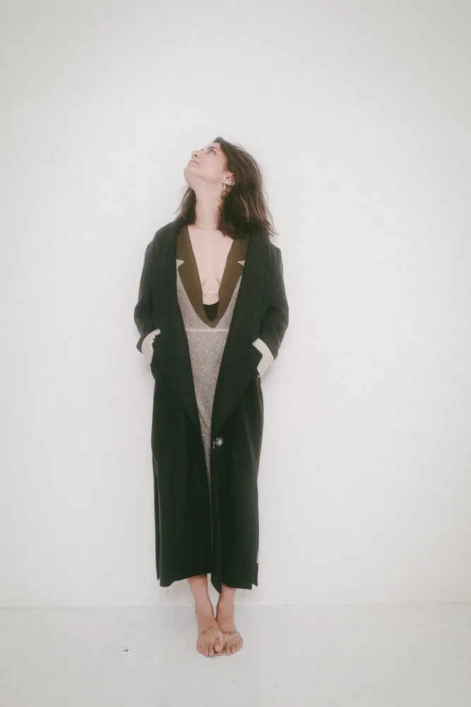 PASCAL MARIE DESMARAIS / ストックシルバーワンピ (KAHKI × BEIGE)