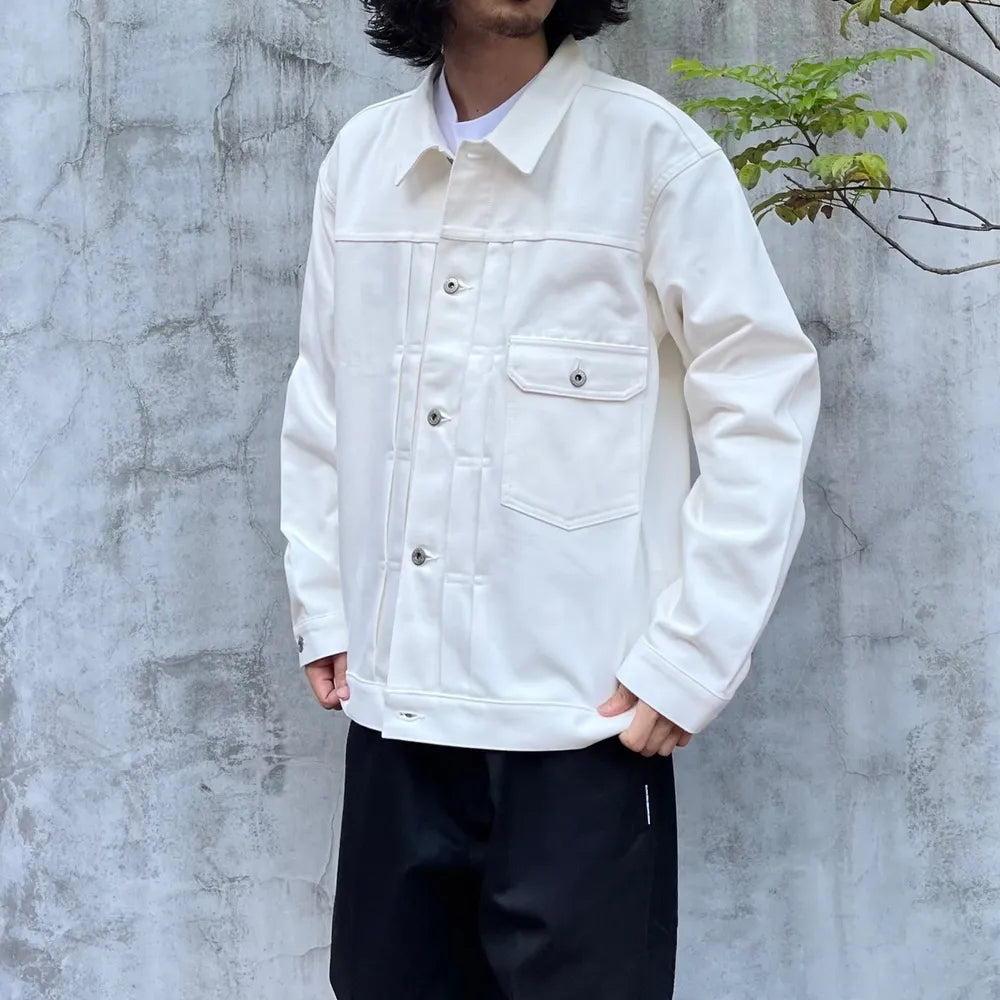 SEQUEL / × FRAGMENT RIGID WHITE DENIM JACKET 14oz (SQ-24SS-JK-03)