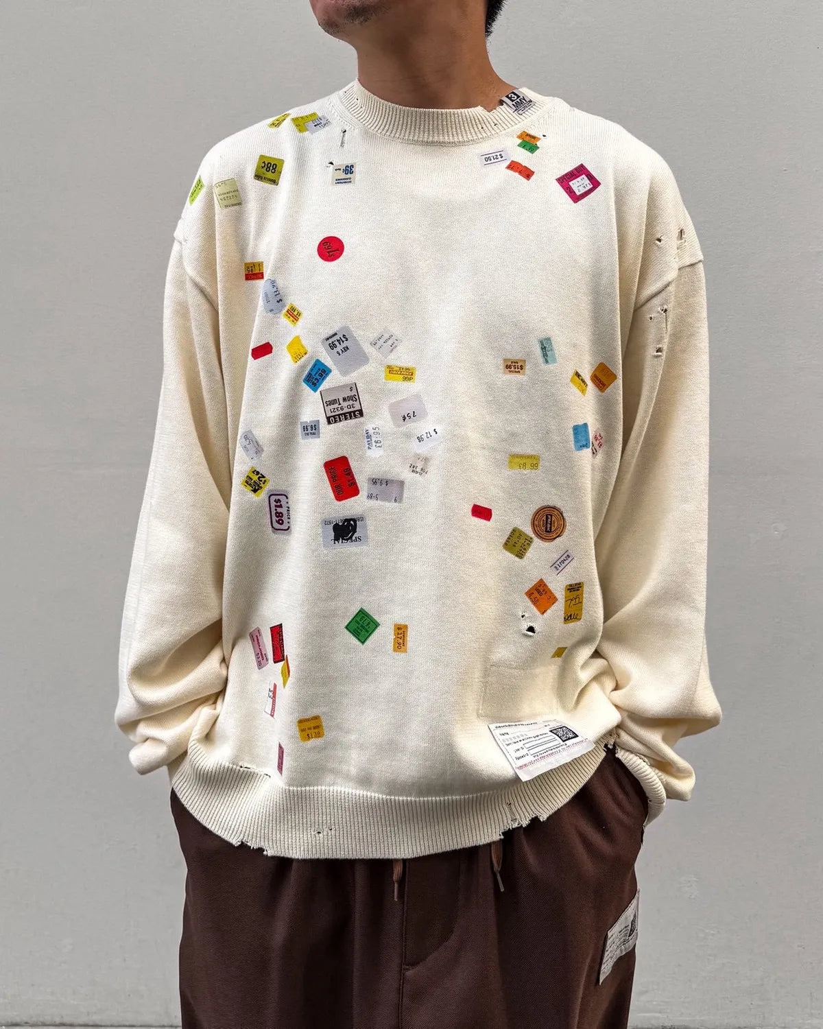 Maison MIHARA YASUHIRO / Price Tag Sticker Printed Knit Sweater (A17SW500)
