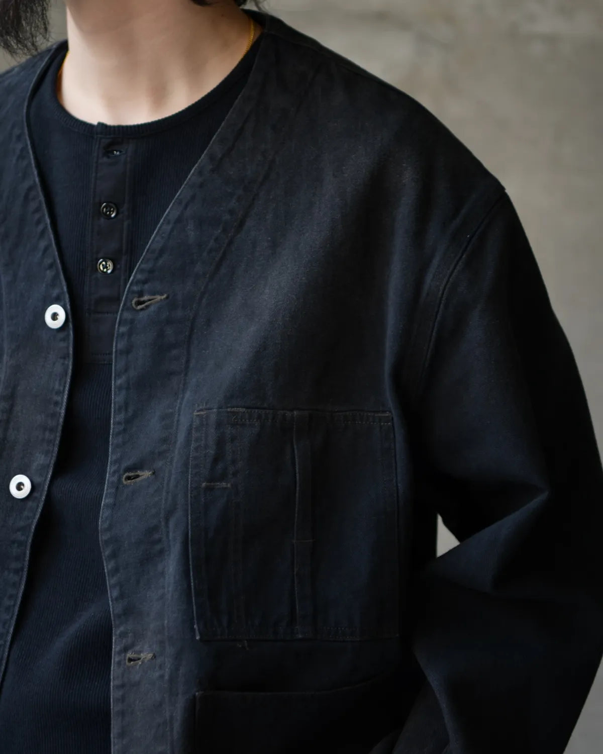 A.PRESSE / Vintage Black Denim Engineer Jacket (26SAP-01-45)