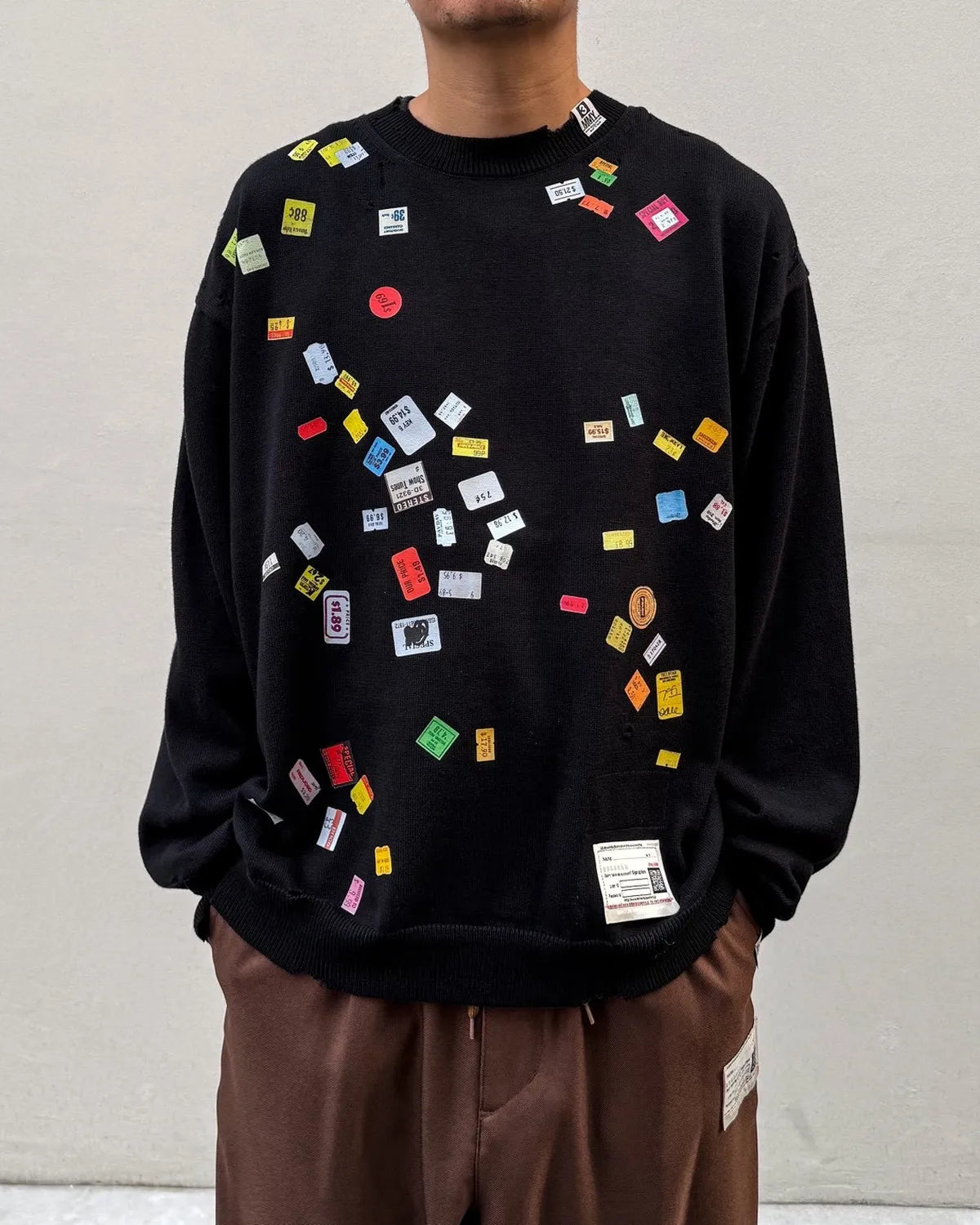 Maison MIHARA YASUHIRO / Price Tag Sticker Printed Knit Sweater (A17SW500)