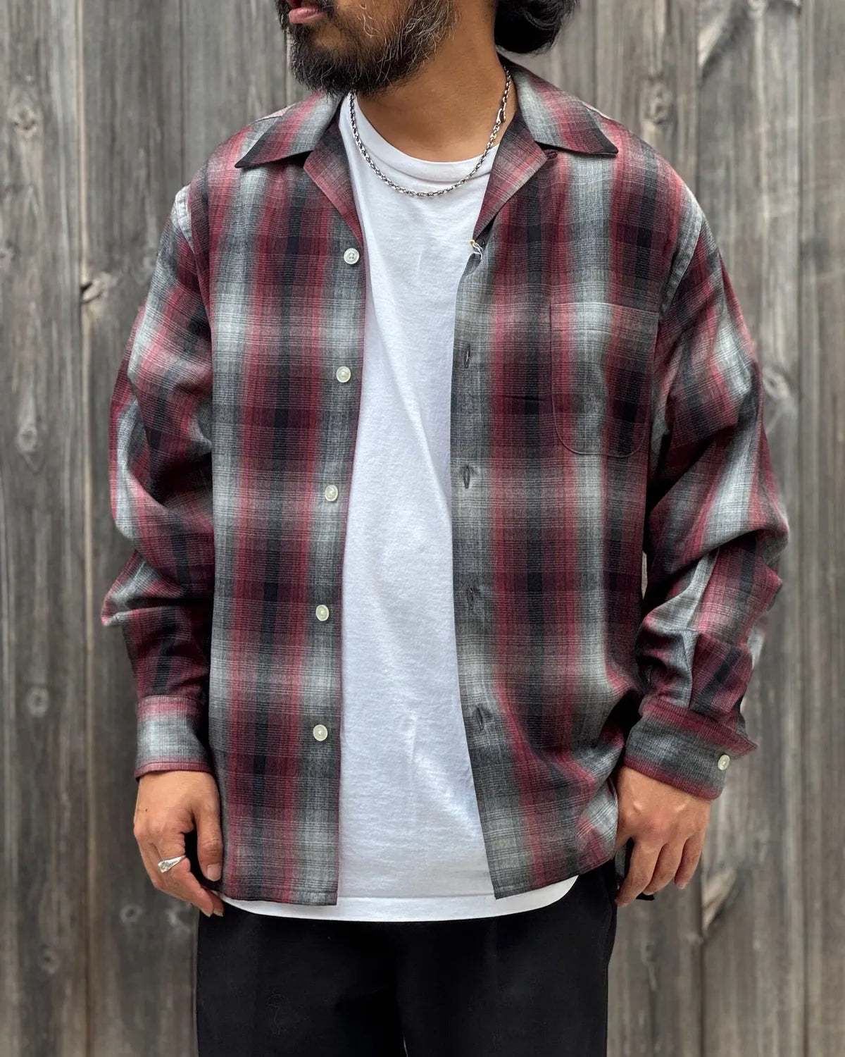 WACKO MARIA / OMBRE CHECK OPEN COLLAR SHIRT -TYPE-1- (26FWE-WMS-OC01)
