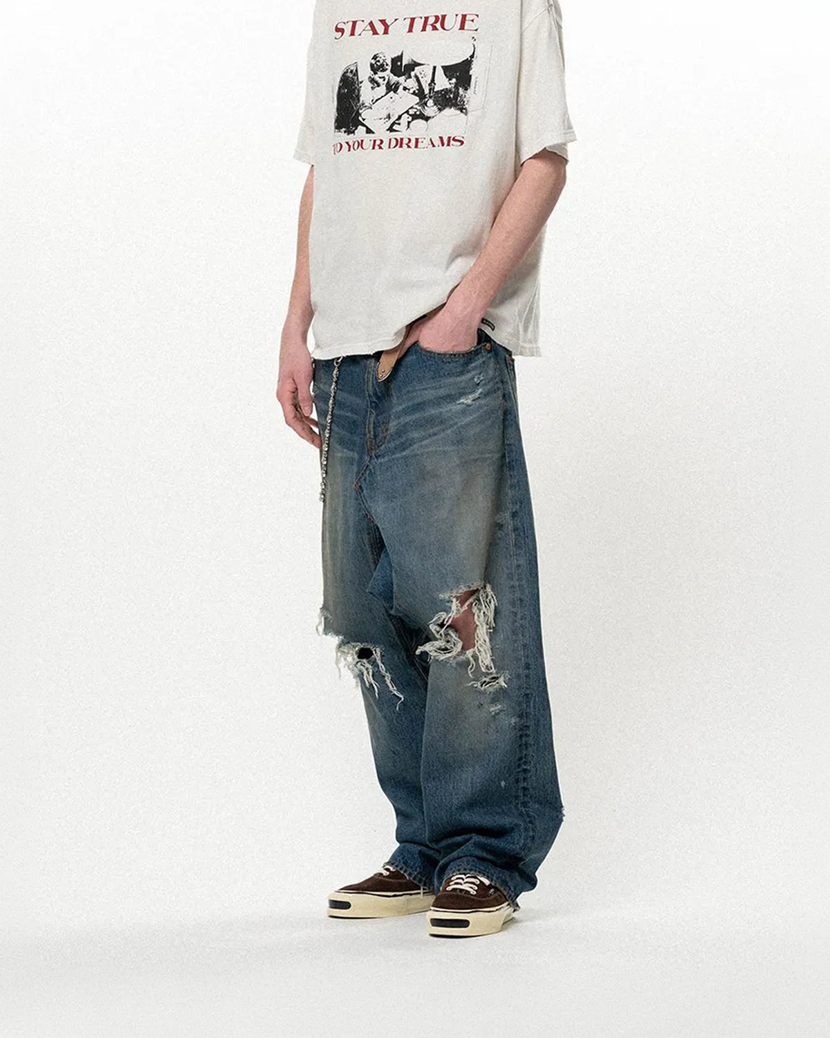 KAMIYA / Distressed Sarouel Denim Pants (G17PT064)
