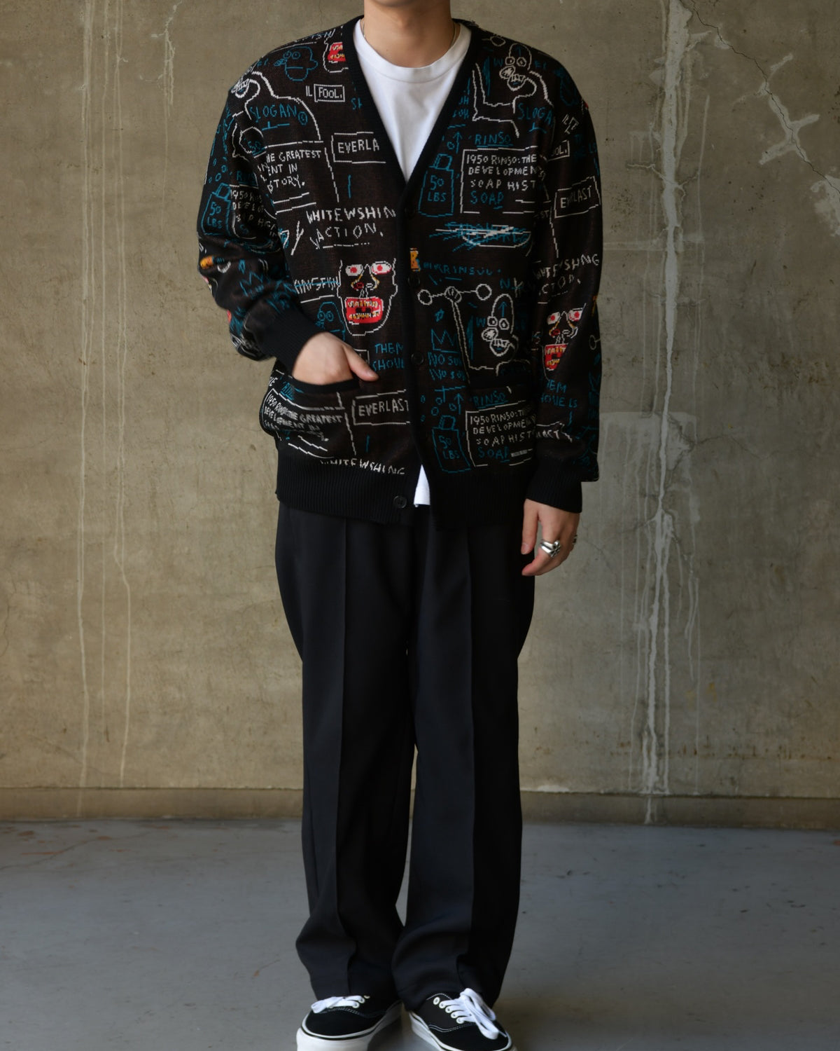WACKO MARIA × JEAN-MICHEL BASQUIAT / CARDIGAN (BASQUIAT-WM-KN14)