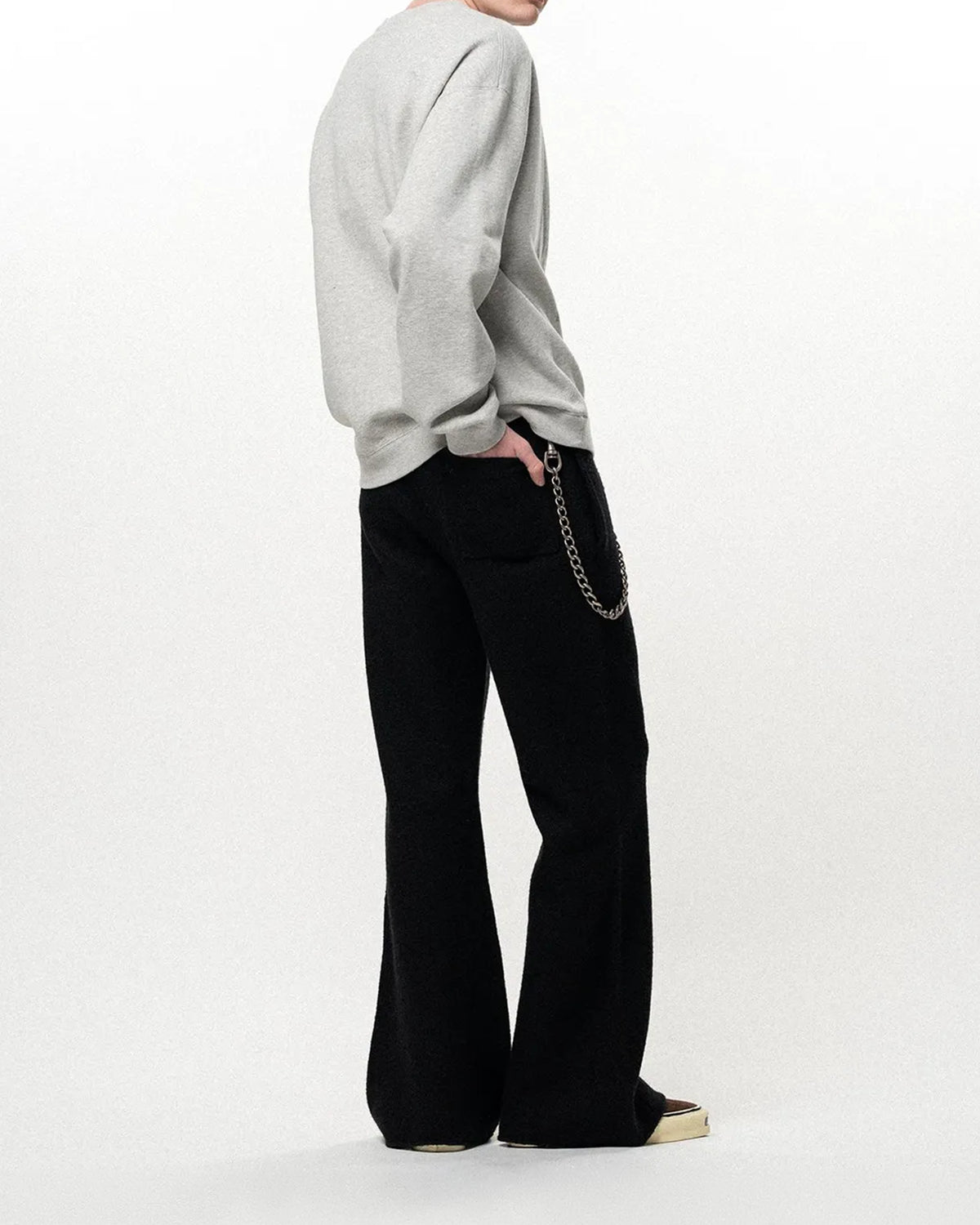 KAMIYA / Embroidered Felted Wool Knit Bootcut Pants (G17PT084)