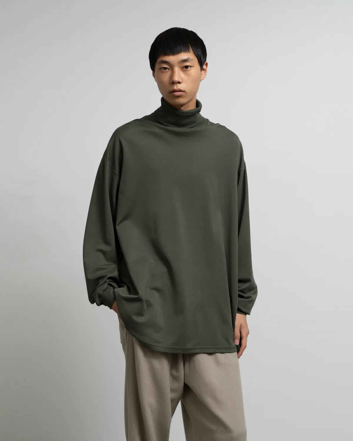 Graphpaper / Brushed Mockrody High Neck L/S Tee (GM253-70422)