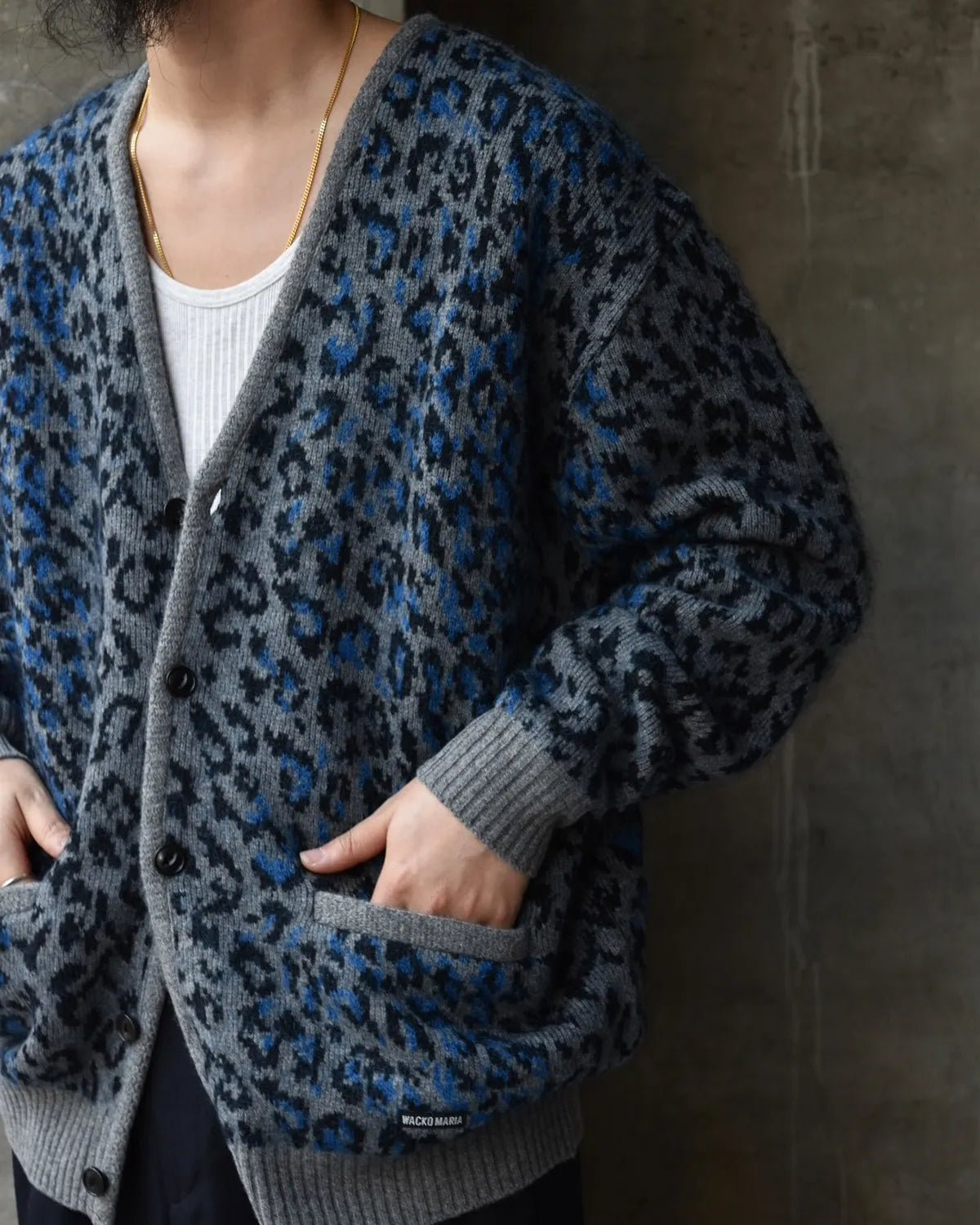 WACKO MARIA / LEOPARD MOHAIR JACQUARD KNIT CARDIGAN (25FW-WMK-KN08)