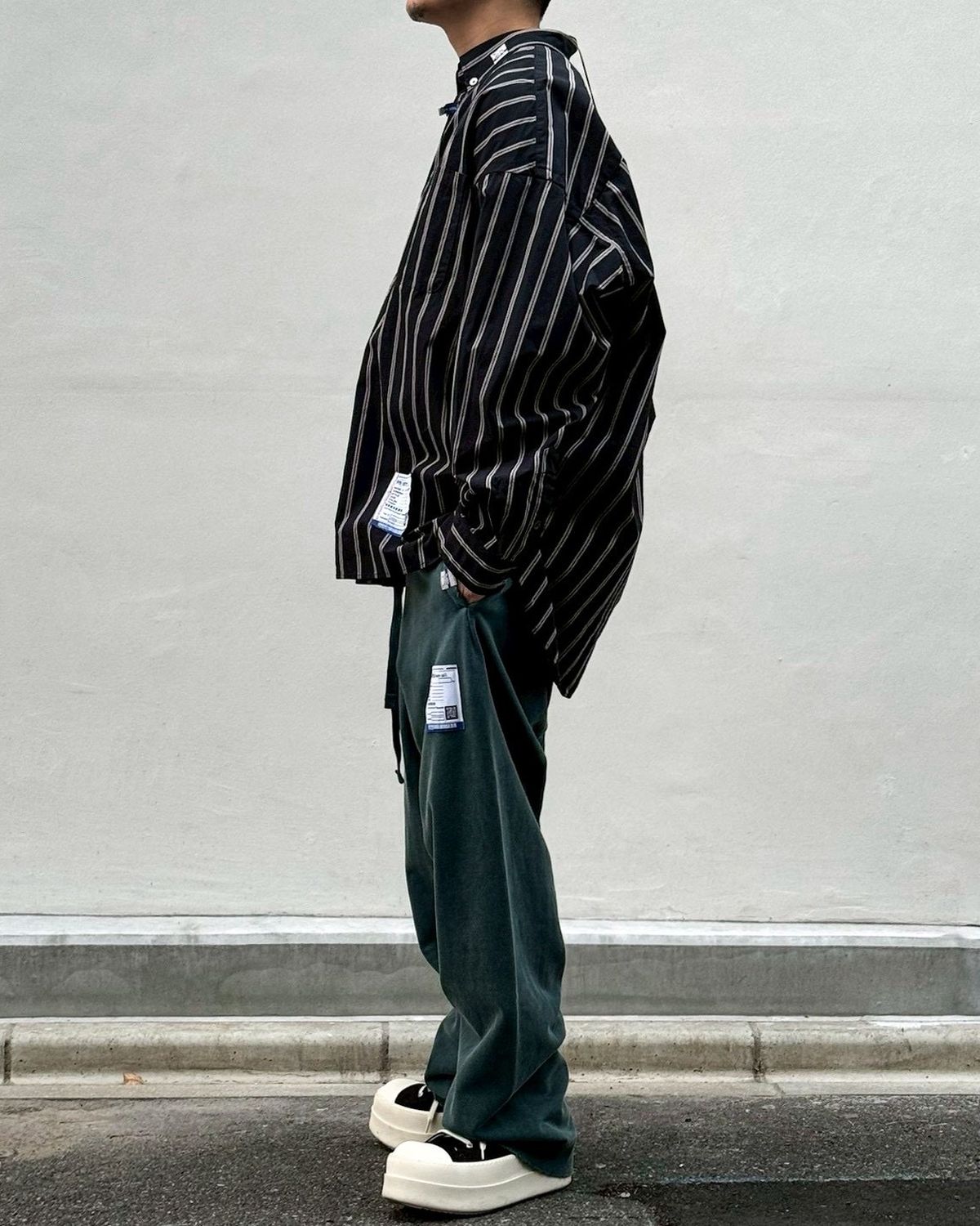 Maison MIHARA YASUHIRO in・stru(men-tal). / Cotton High Density Stripe Long-sleeve Shirt (I16SH111)