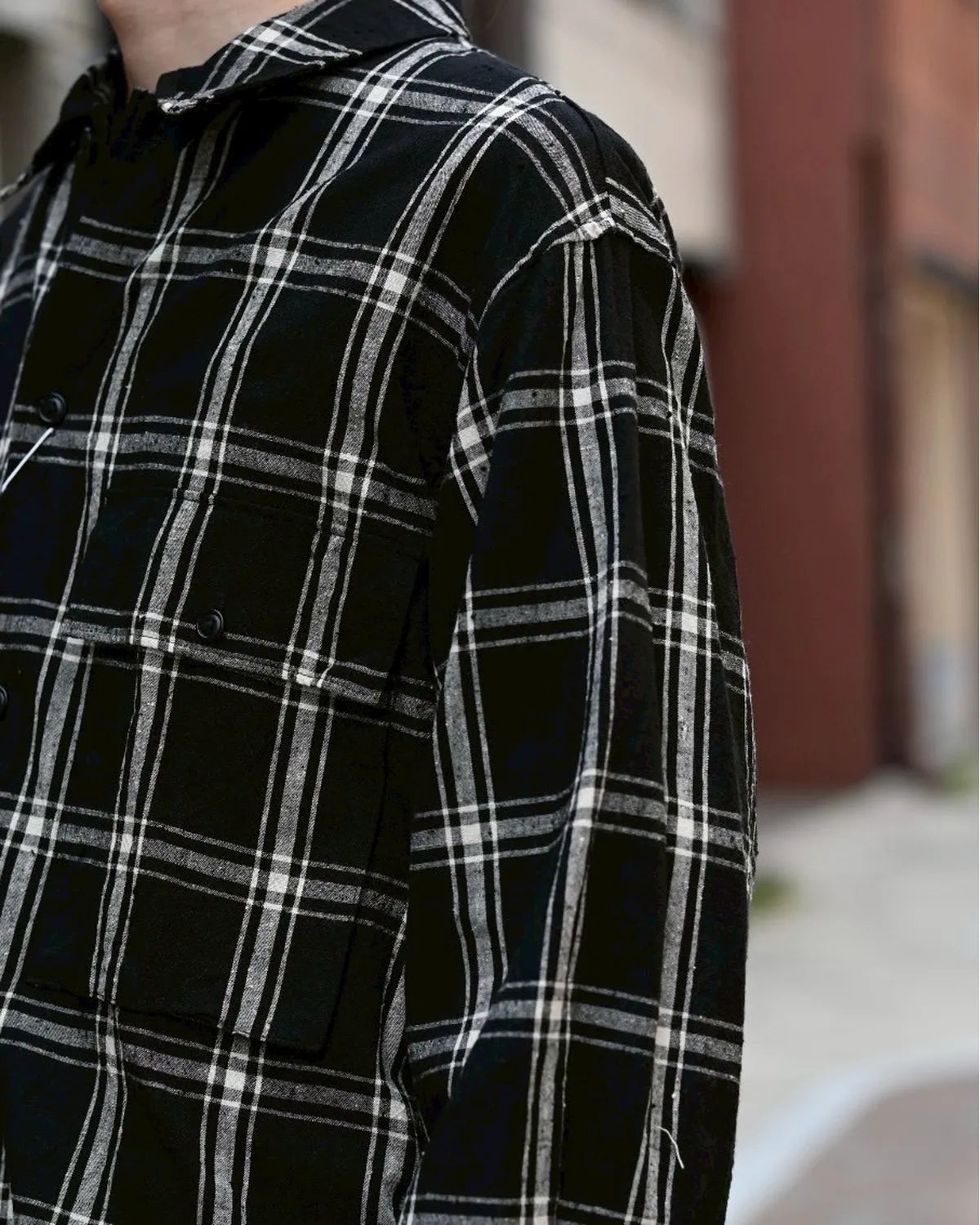 blurhms / Silk / Cottn Nep Plaid Military Shirt (BHS25F015)