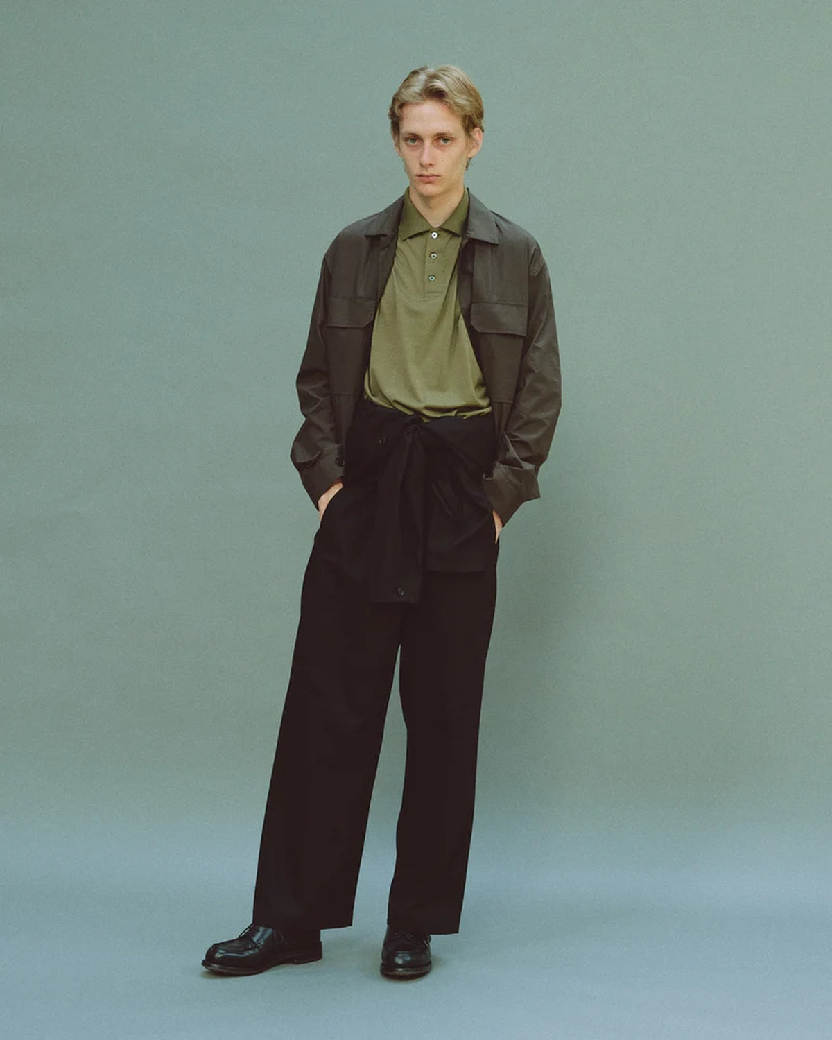 MARKAWARE / SUPER 160's WOOL WASHABLE KNIT SHORT SLEEVE POLO (A25A07CS01B)