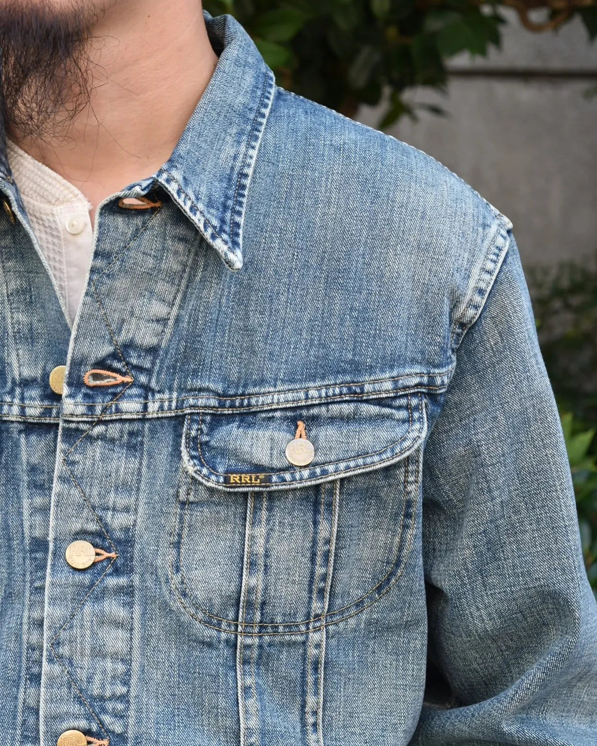 RRL / Leeland インディゴ デニム トラッカー ジャケット (MNRROTW16020011)