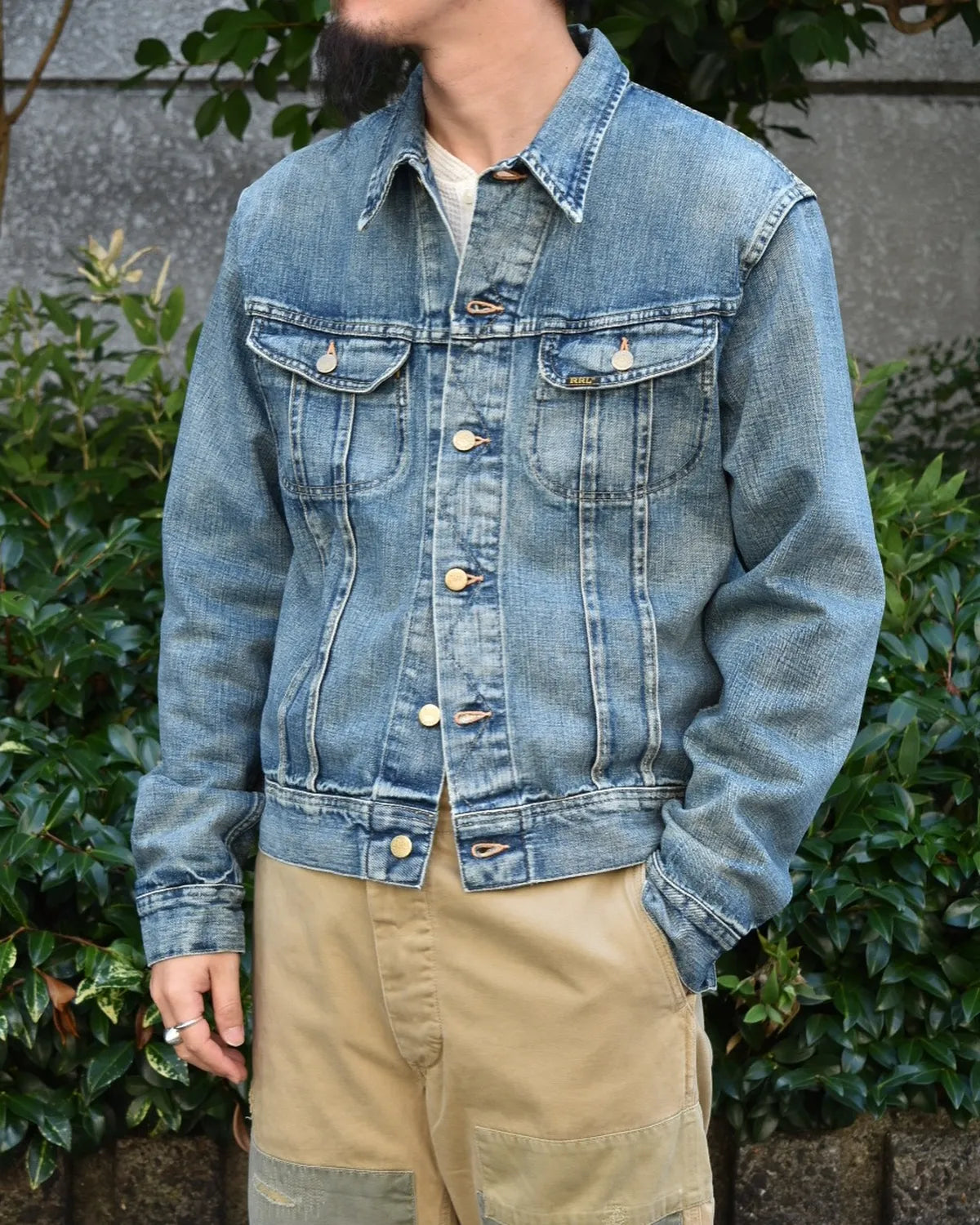 RRL / Leeland インディゴ デニム トラッカー ジャケット (MNRROTW16020011)