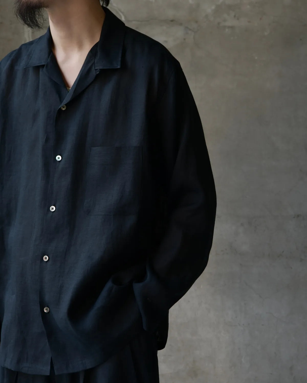 MARKAWARE / Hemp Shirting Comfort Fit Open Collar Shirt (A26A22SH02C)