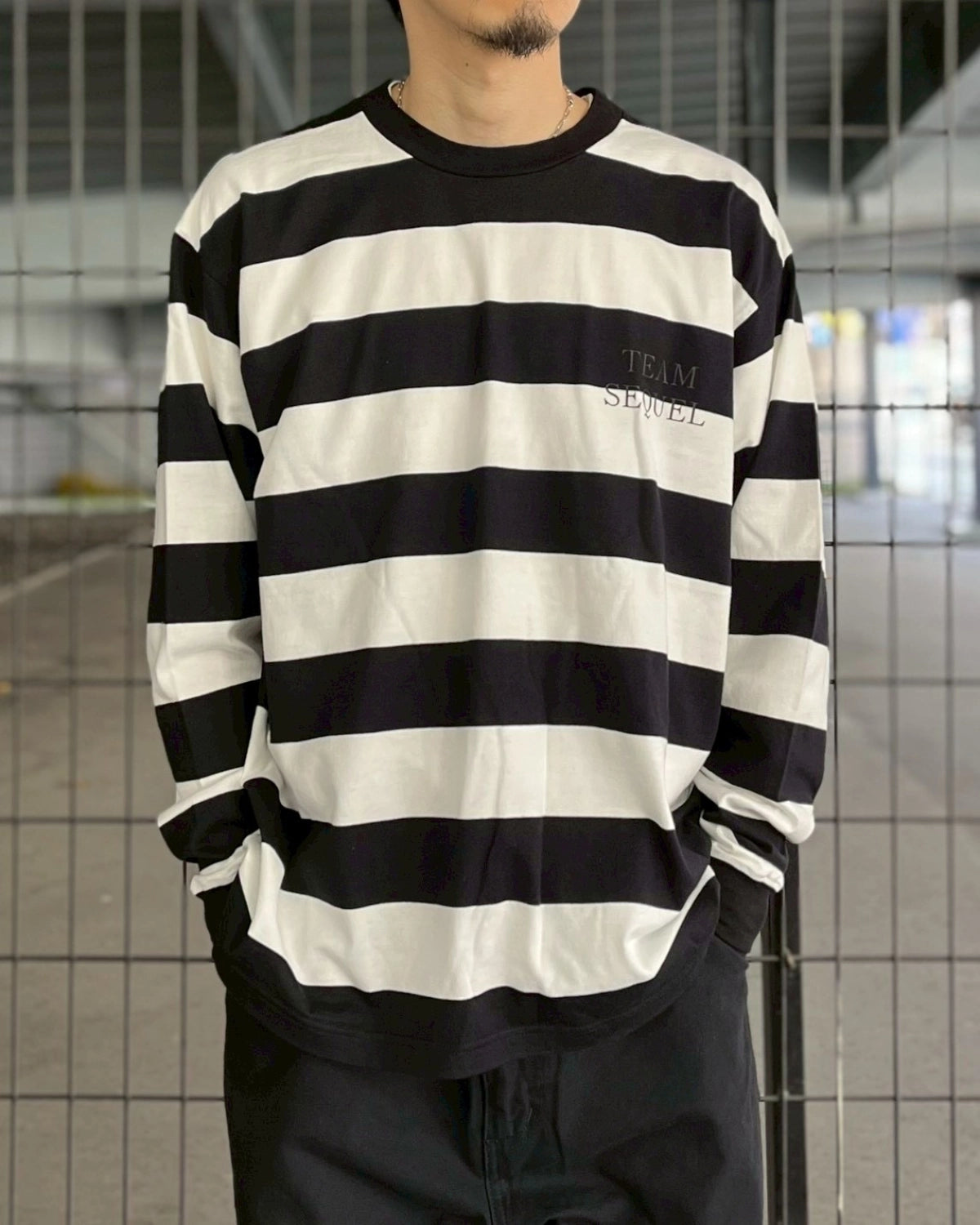 SEQUEL / BORDER LONG SLEEVE T-SHIRT (SQ-25AW-CS-06)