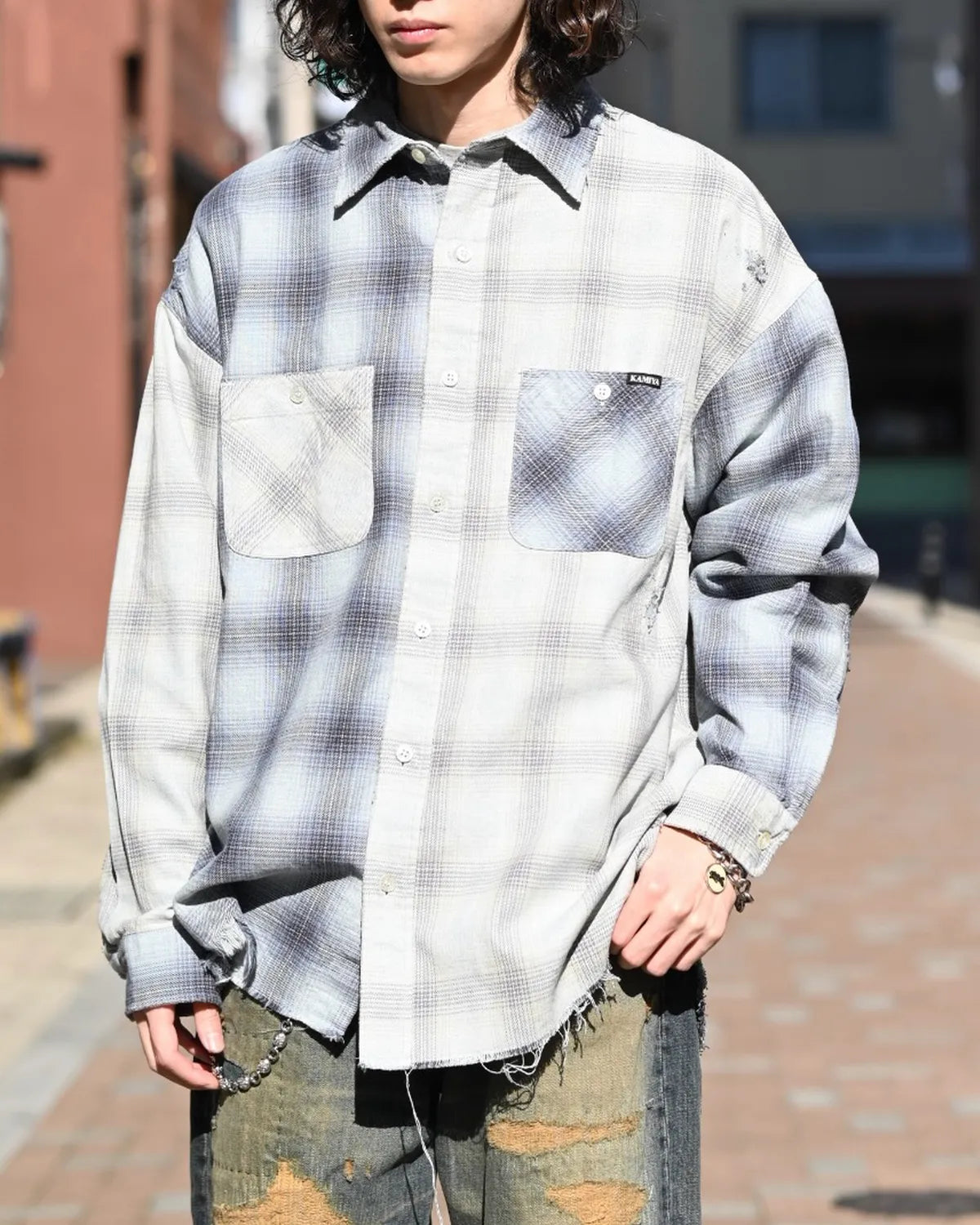 KAMIYA / Repaired Crazy Check Shirt (G16SH052)