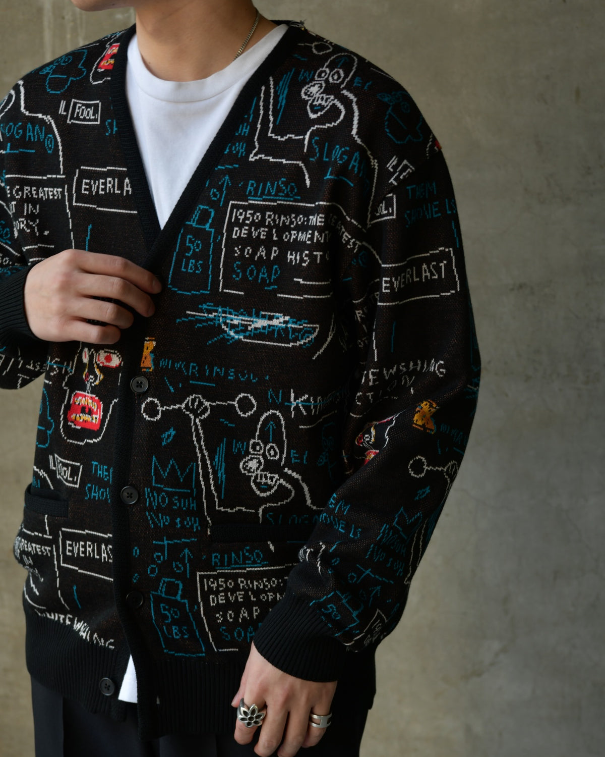 WACKO MARIA × JEAN-MICHEL BASQUIAT / CARDIGAN (BASQUIAT-WM-KN14)