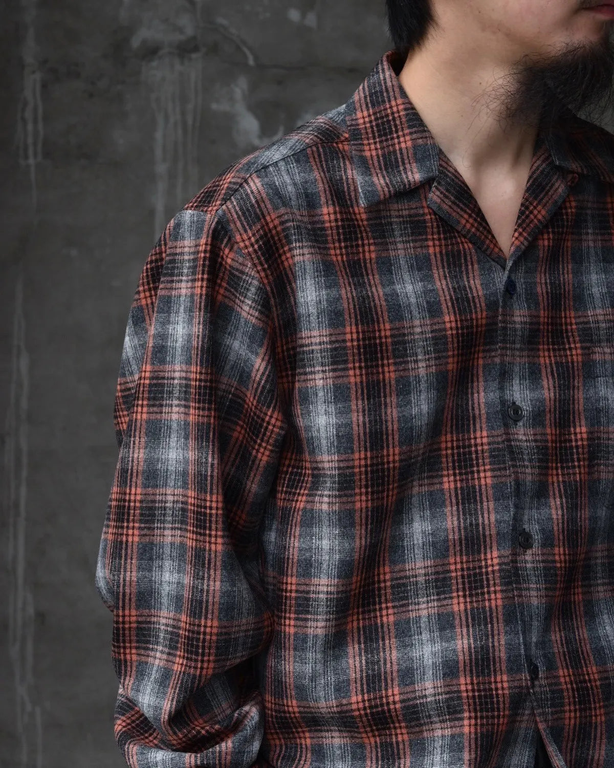 WACKO MARIA × PENDLETON / WOOL OMBRE CHECK OPEN COLLAR SHIRT -TYPE-2- (25FW-WMS-PE02)